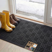 GORILLA GRIP 100% Waterproof All-Season WeatherMAX Doormat 47x35 US Designed Natural Rubber Stain and Fade Resistant Low Profile Indoor Outdoor Door Mats Easy Clean Patio Mat Black Maze