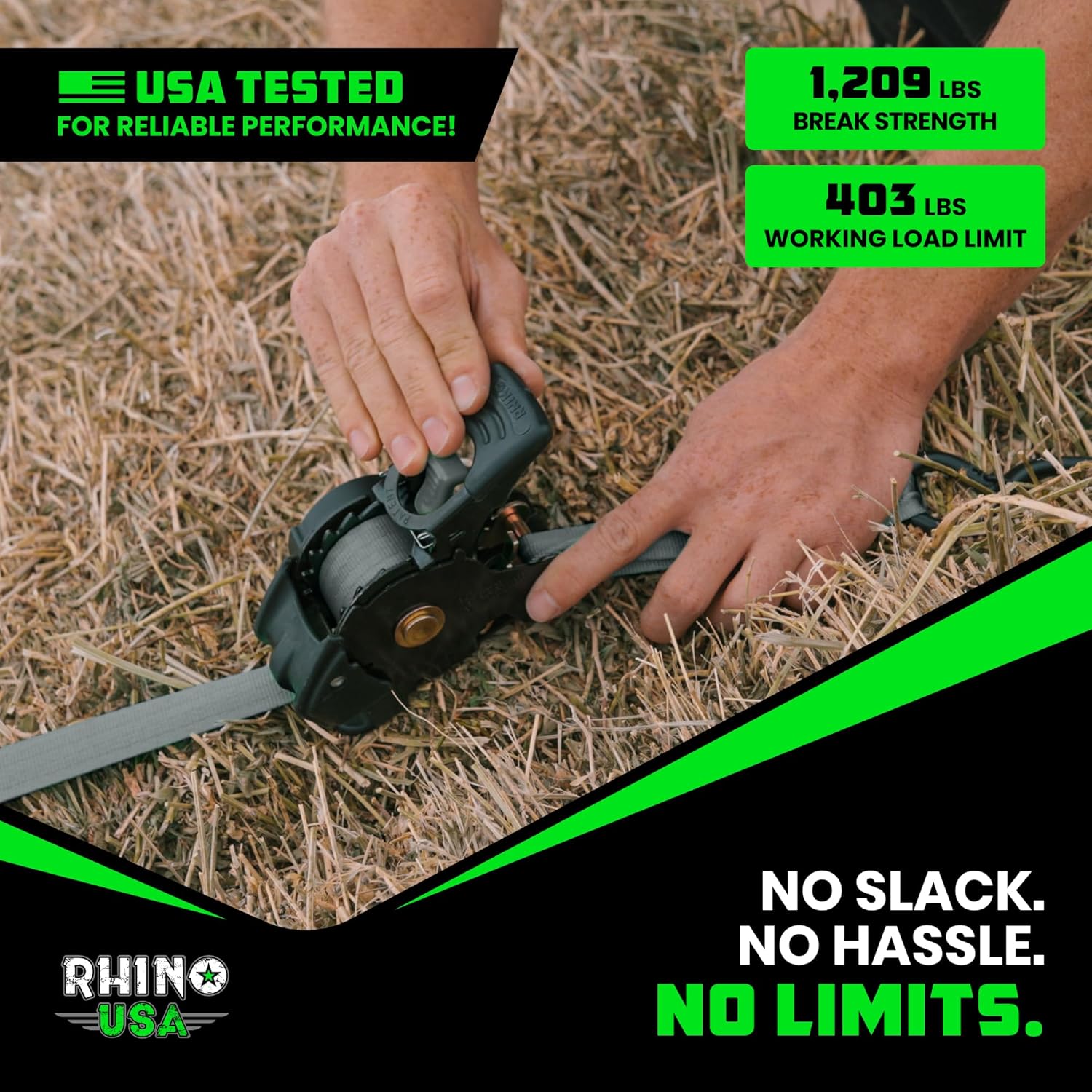 Rhino USA Retractable Ratchet Straps