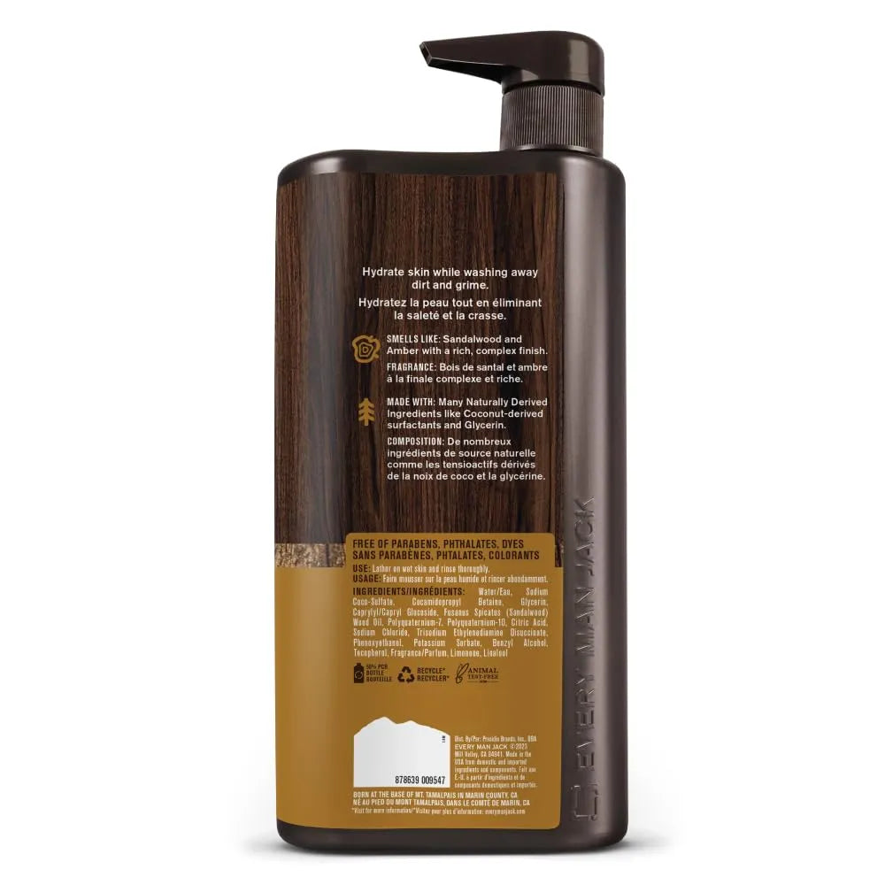 Every Man Jack Nourishing Amber + Sandalwood Mens Body Wash