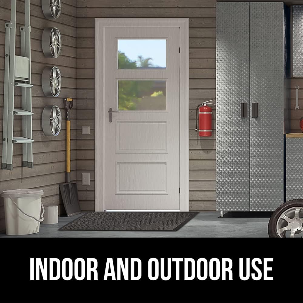 GORILLA GRIP 100% Waterproof All-Season WeatherMax Doormat Natural Rubber