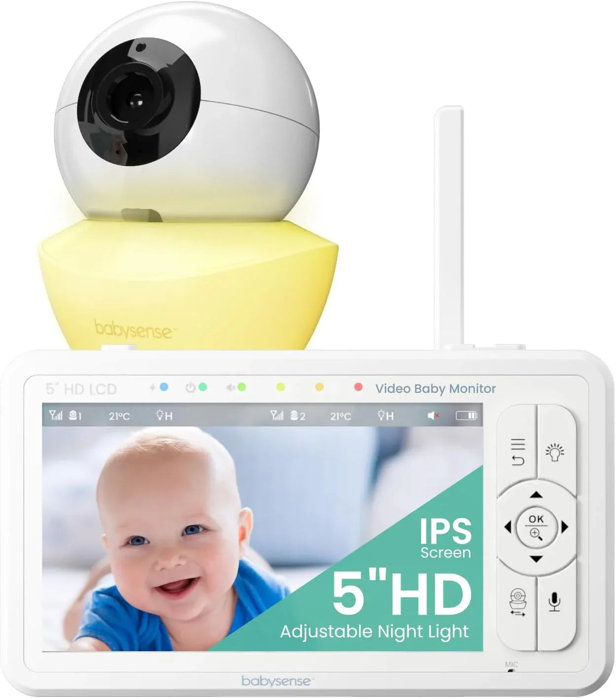 Babysense HD 5" Video Baby Monitor with Camera and Audio