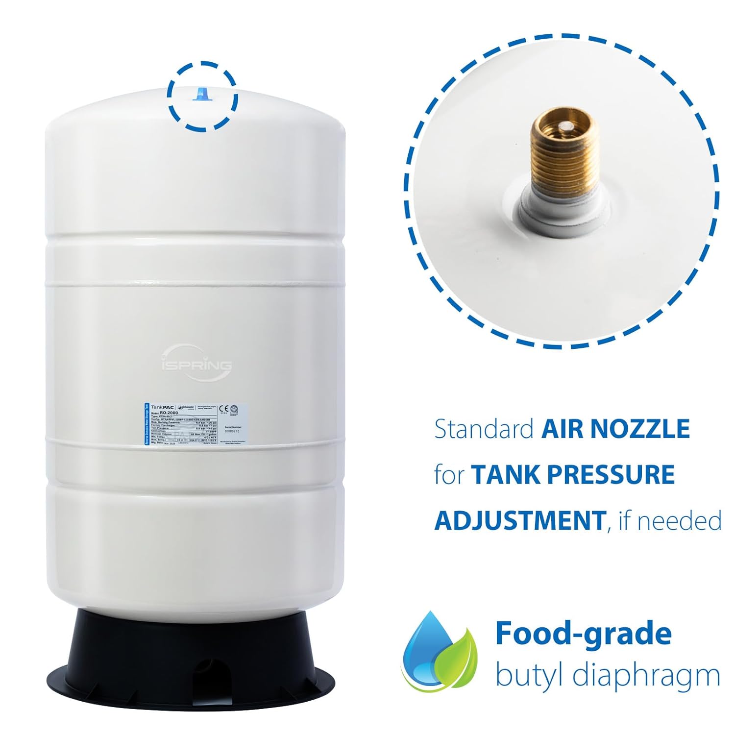 iSpring T20M 20-Gallon Pre-Pressurized Reverse Osmosis Tank