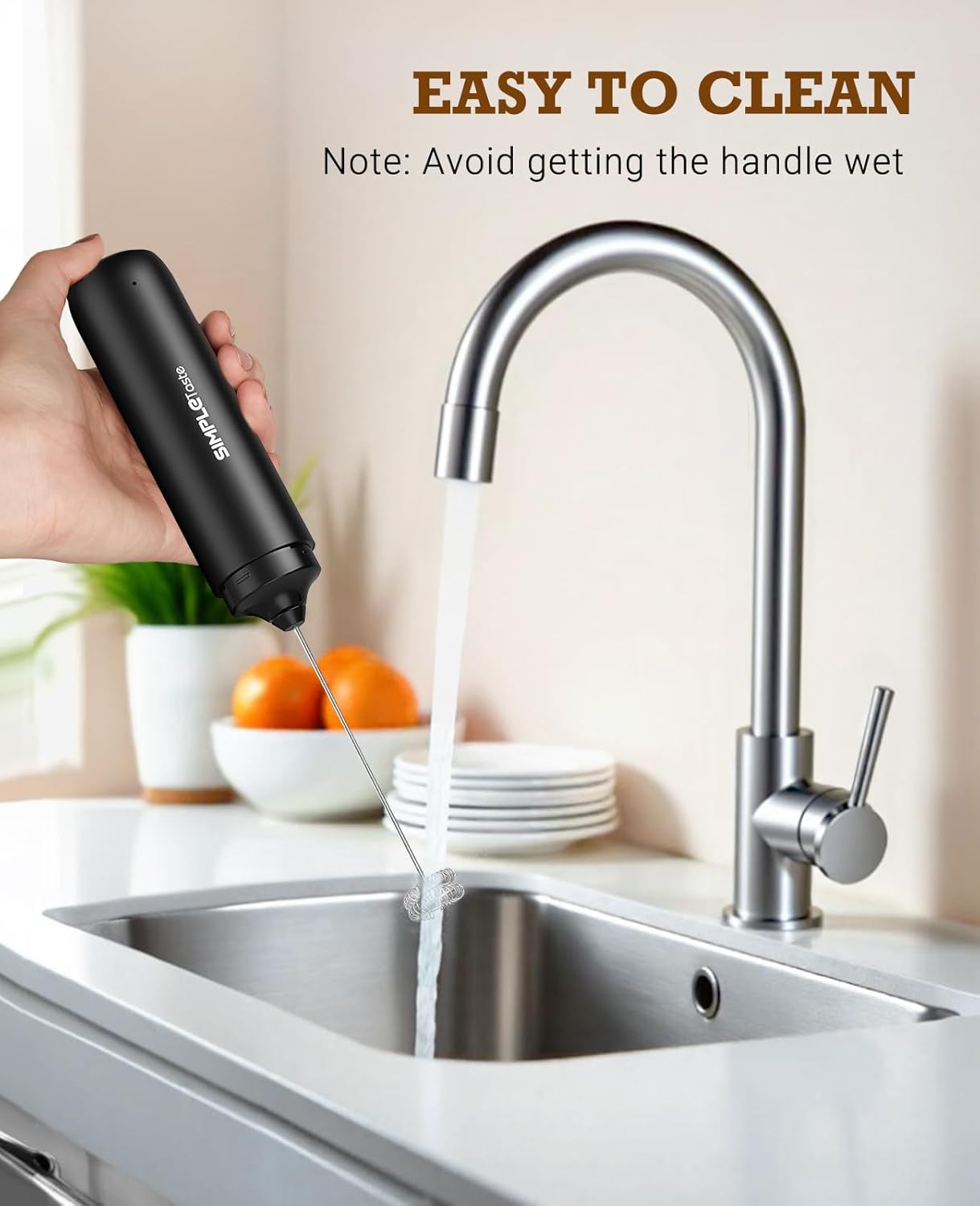 SIMPLETaste Rechargeable Milk Frother Wand Handheld
