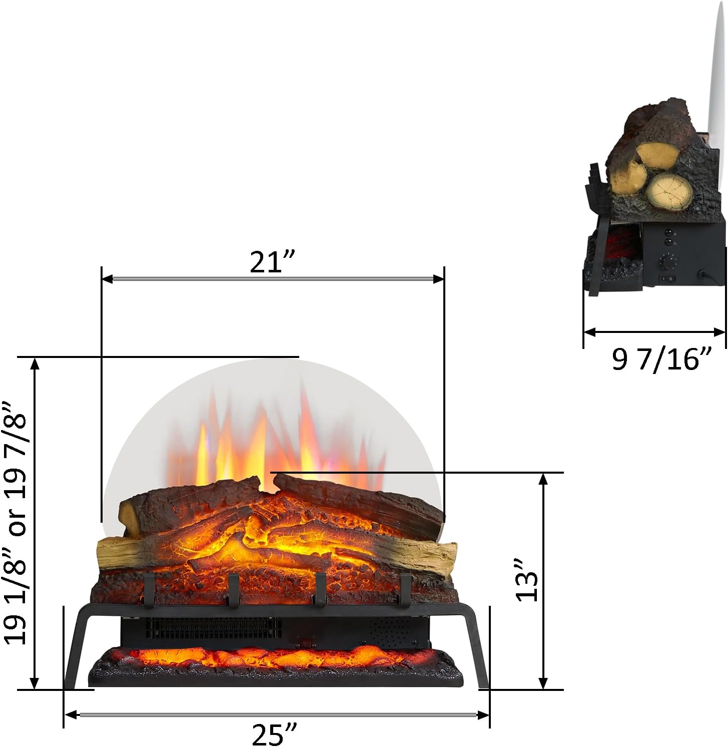 LegendFlame 25" W Free Standing Electric Fireplace Log Set