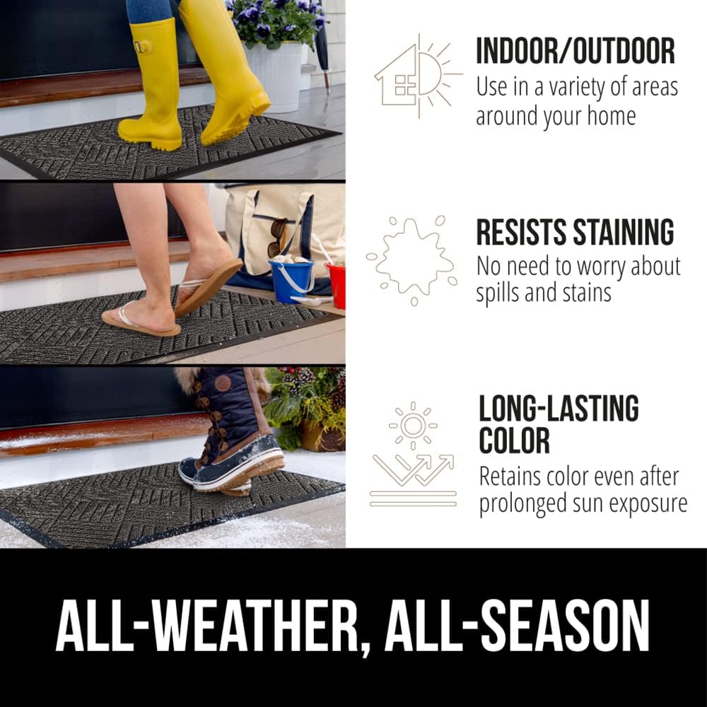 GORILLA GRIP 100% Waterproof All-Season WeatherMax Doormat Natural Rubber