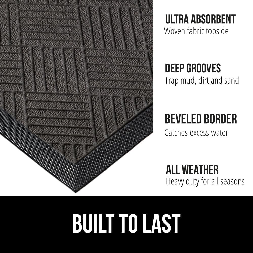 GORILLA GRIP 100% Waterproof All-Season WeatherMax Doormat Natural Rubber
