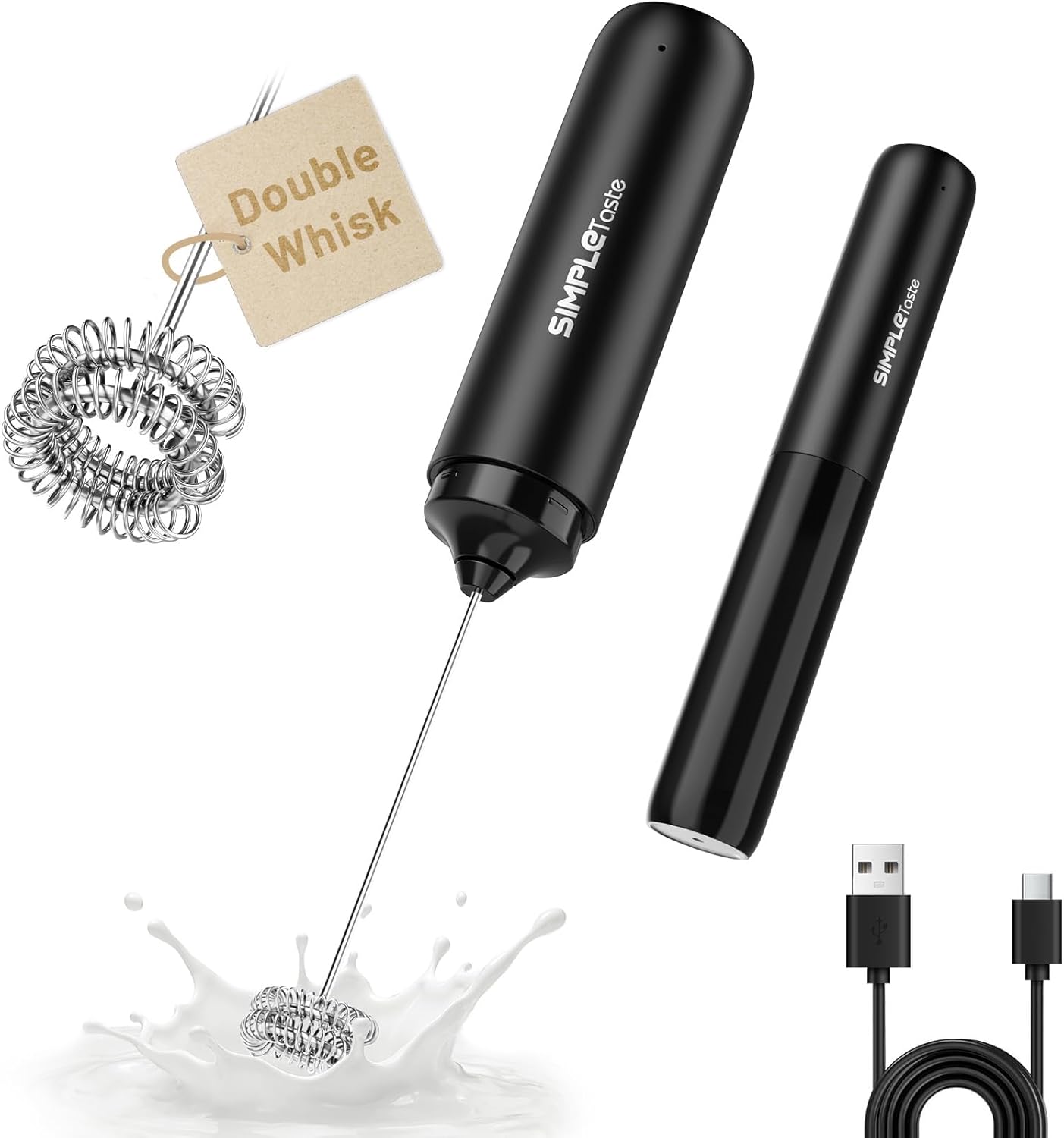 SIMPLETaste Rechargeable Milk Frother Wand Handheld