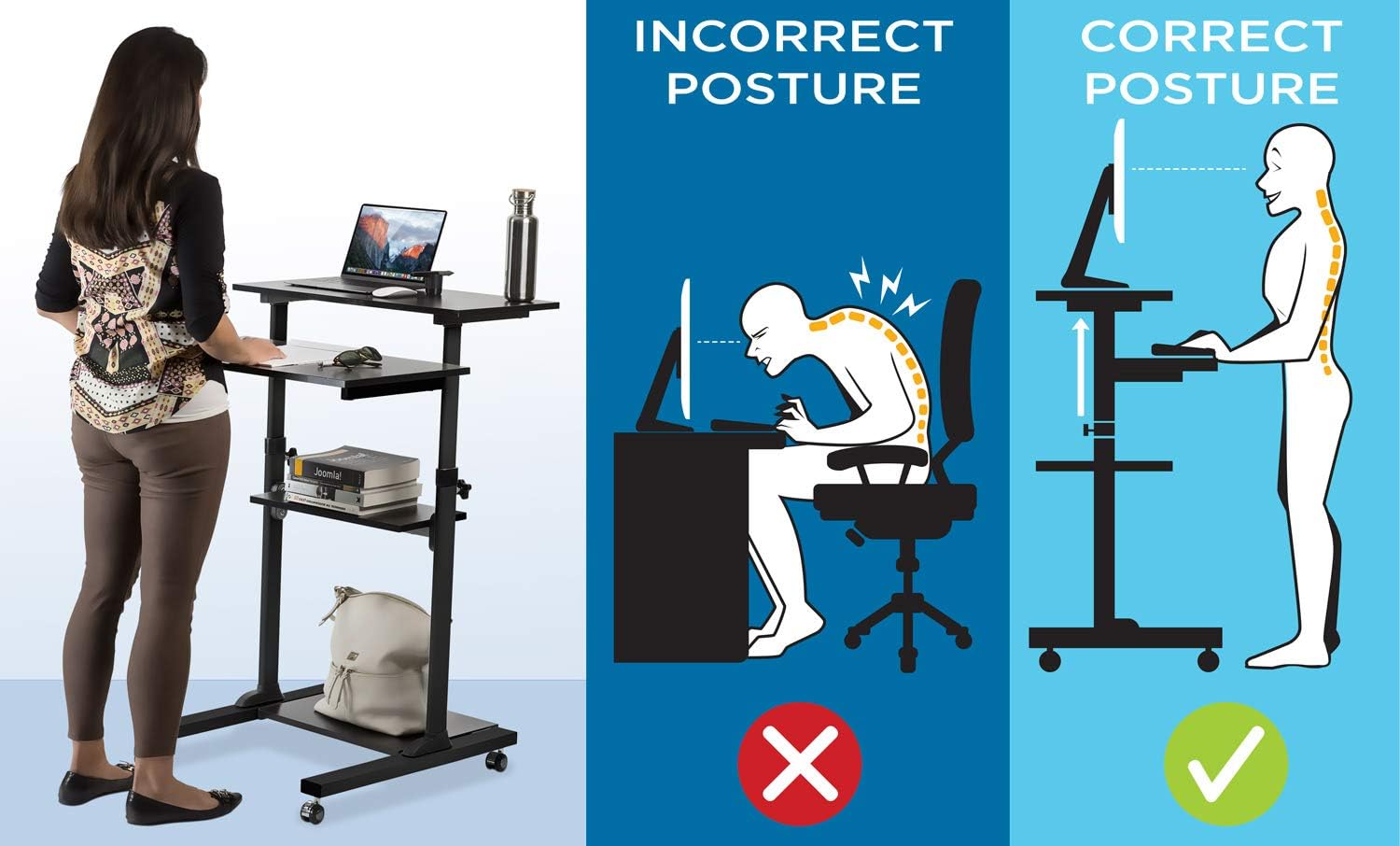 Mount-It! Black Rolling Standing Desk