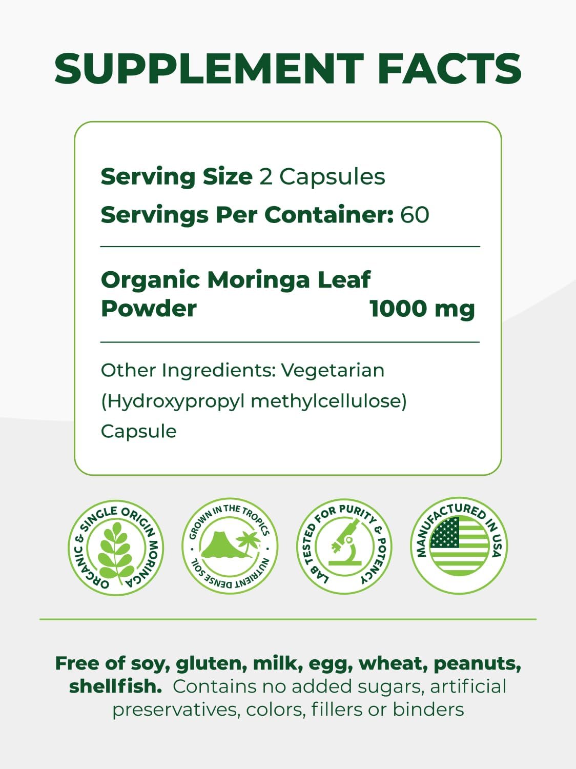PURA VIDA MORINGA Organic Moringa Capsules