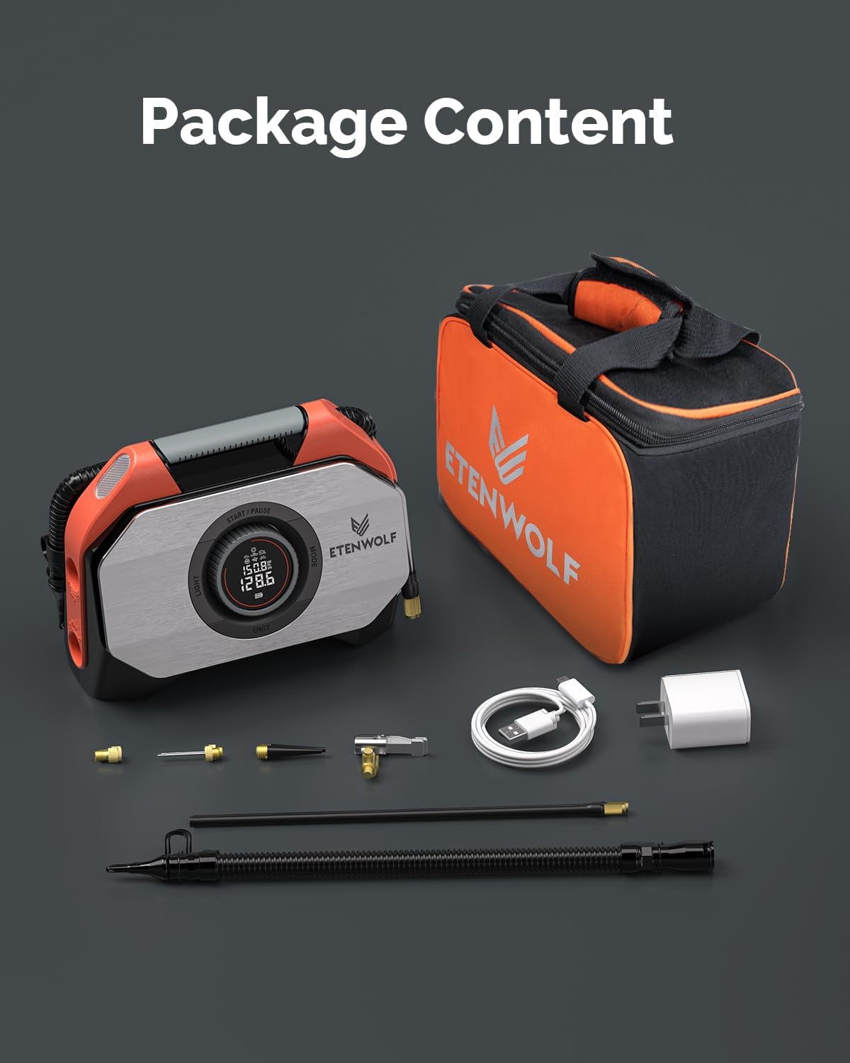 ETENWOLF VORTEX S6 Tire Inflator Portable Air Compressor