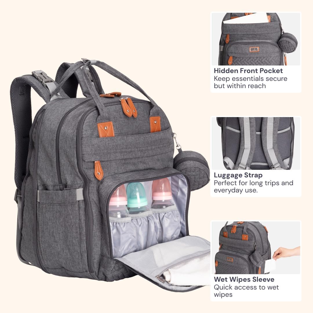 BabbleRoo Extra Large Diaper Bag Backpack