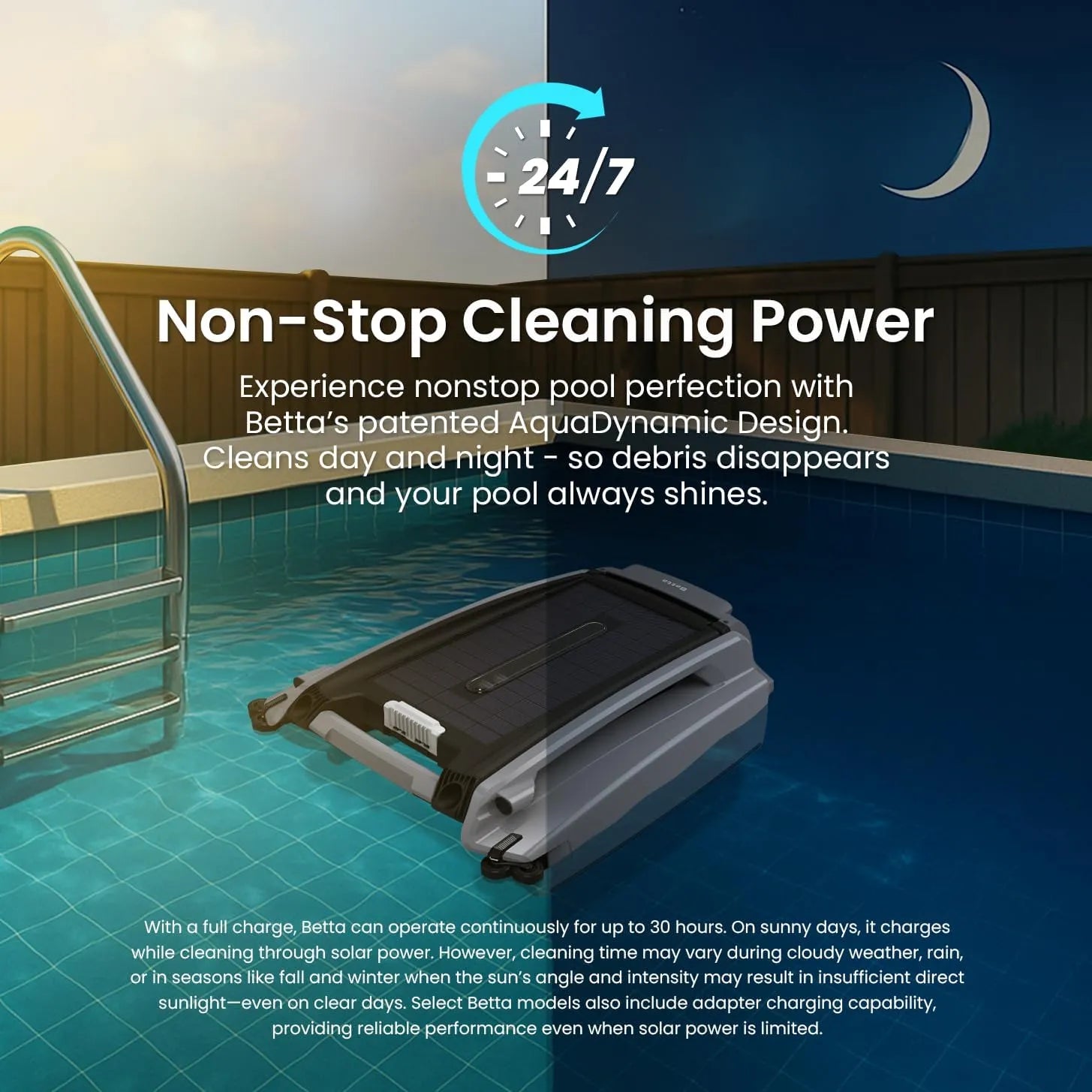 Betta SE Plus - Solar-Powered Robotic Pool Skimmer
