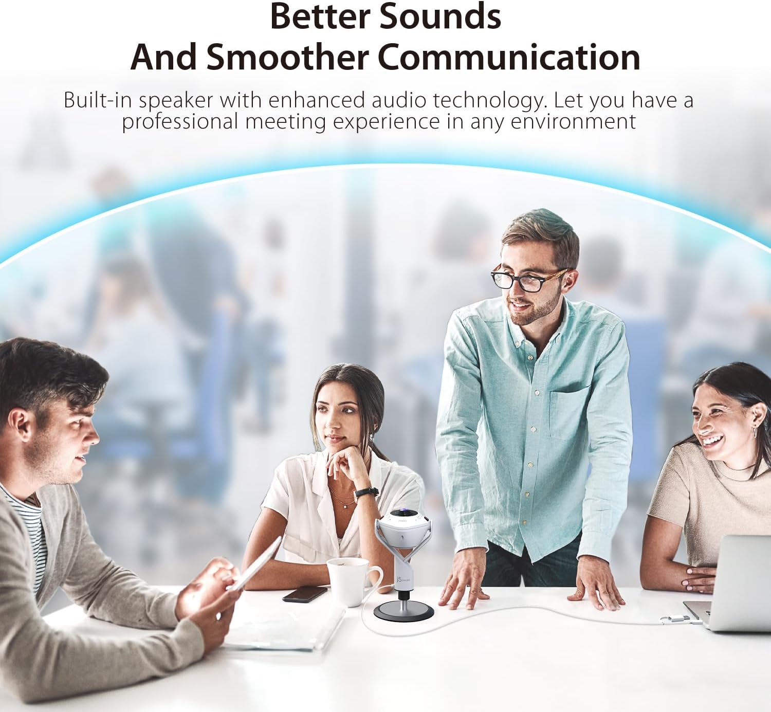 j5create 360 All Around AI-Powered Conference Room Camera with Speakerphone