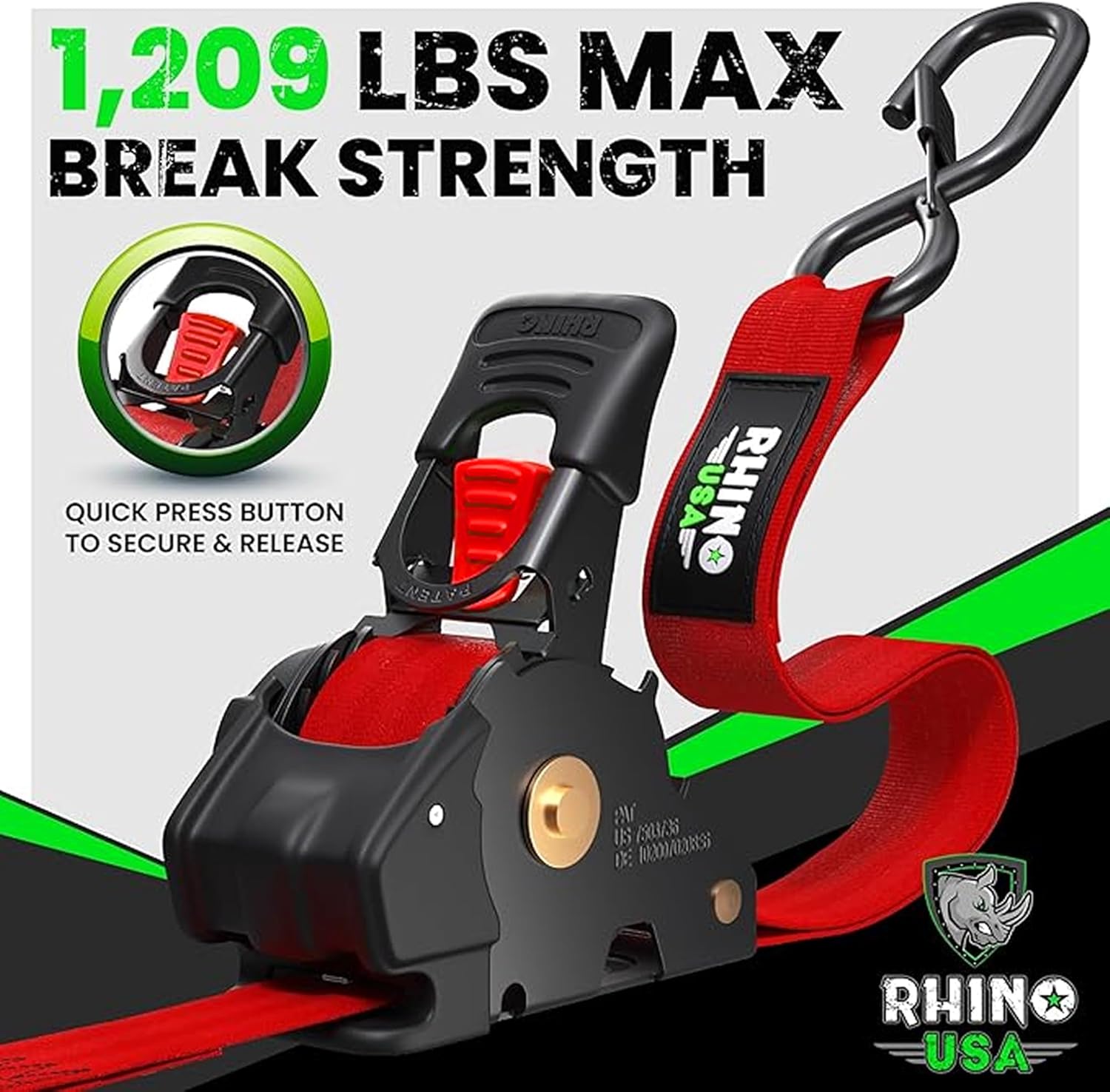 Rhino USA Retractable Ratchet Straps (4-Pack)