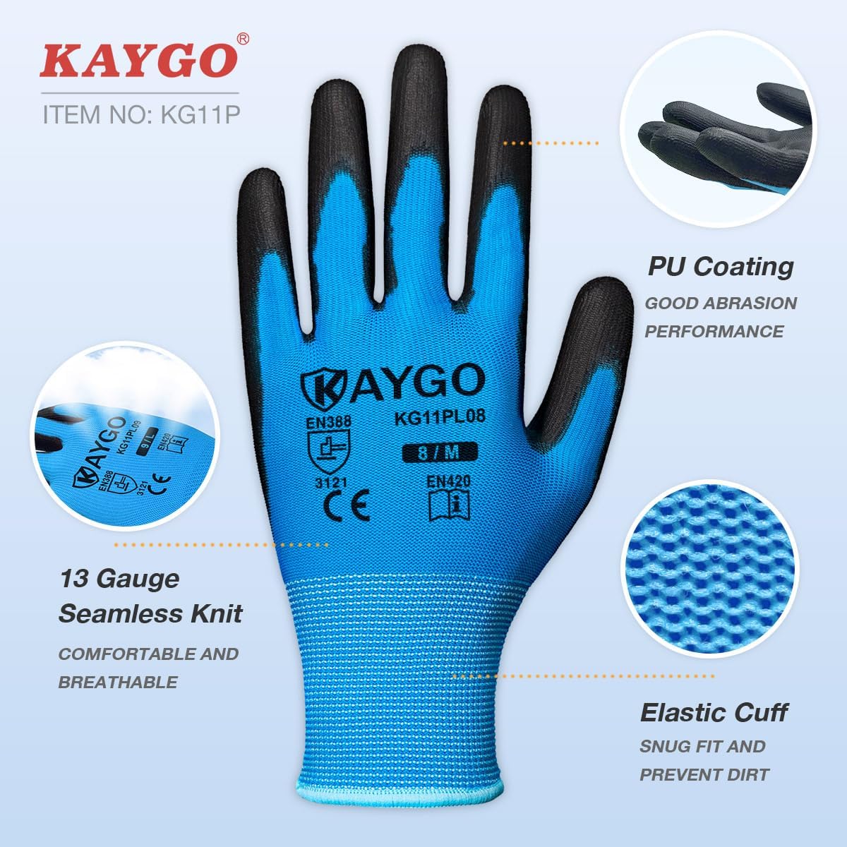 KAYGO PU-coated work gloves