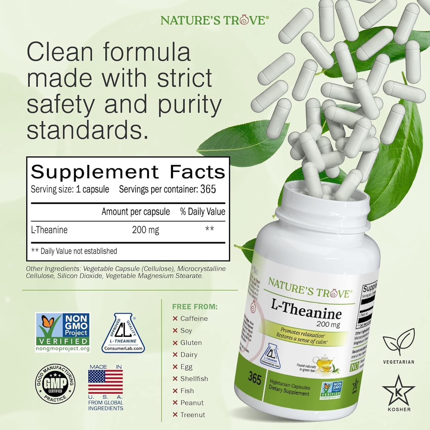 Nature's Trove L-Theanine 200mg Super Value Size