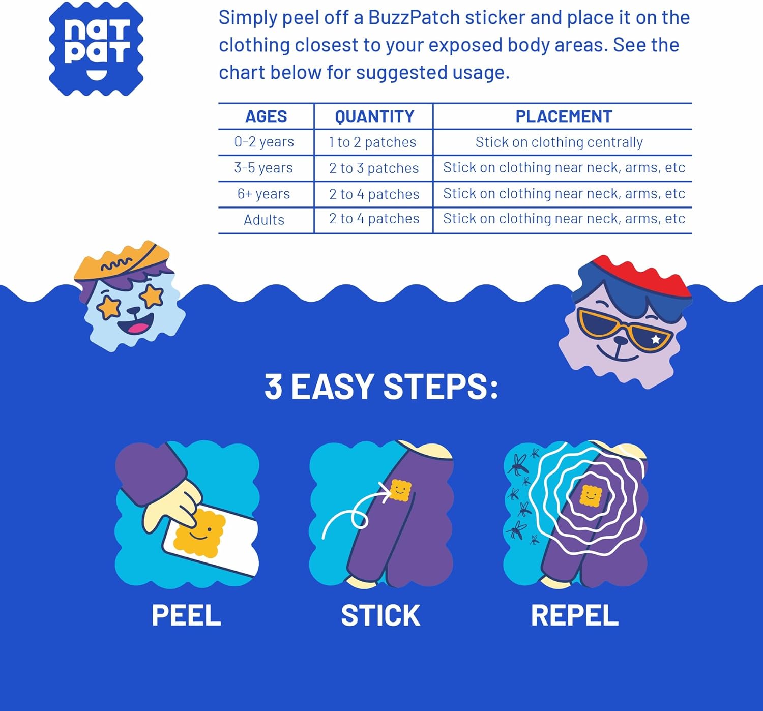 NATPAT Buzz Patch Mosquito Patch Stickers