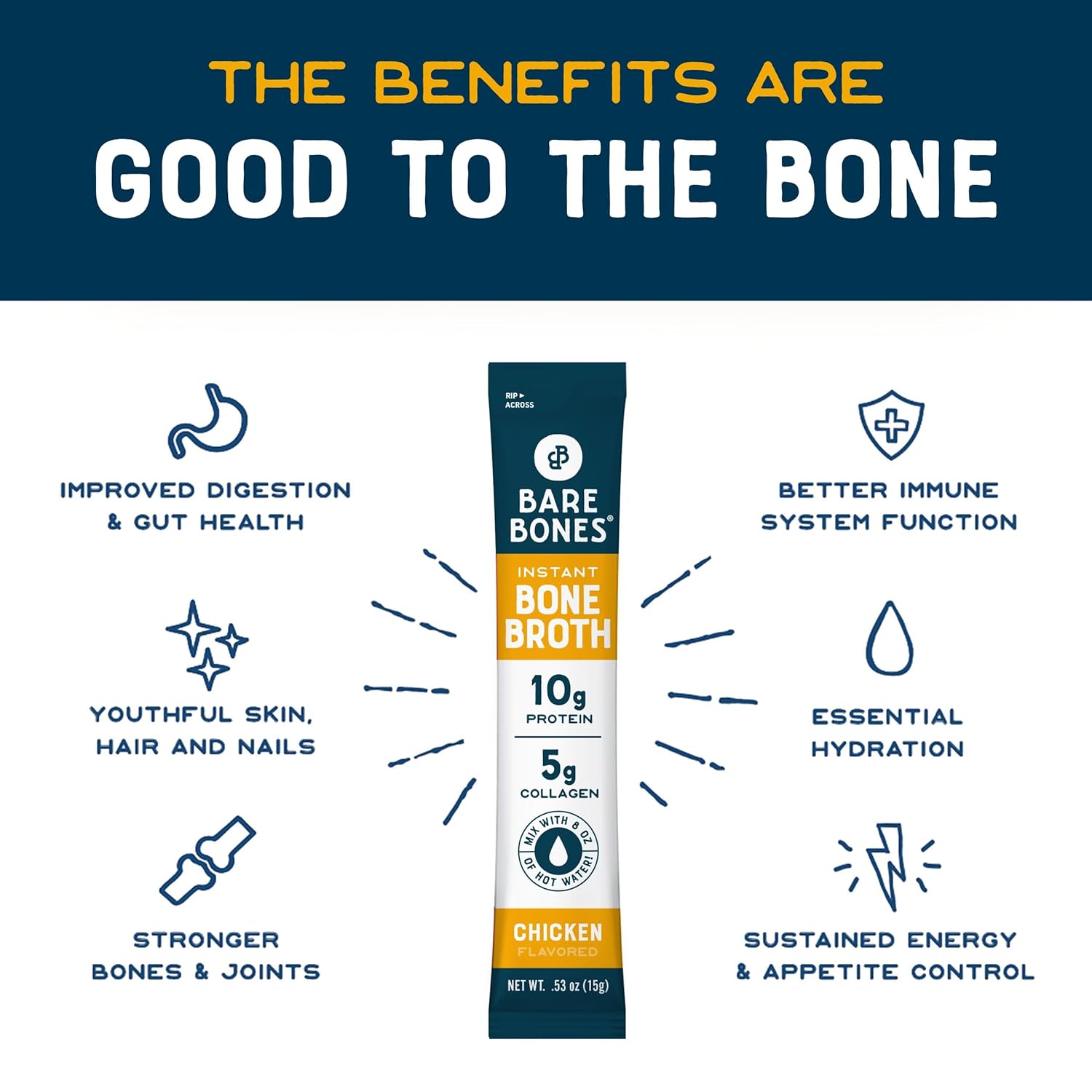 Bare Bones Chicken Bone Broth Instant Powdered Mix Packets