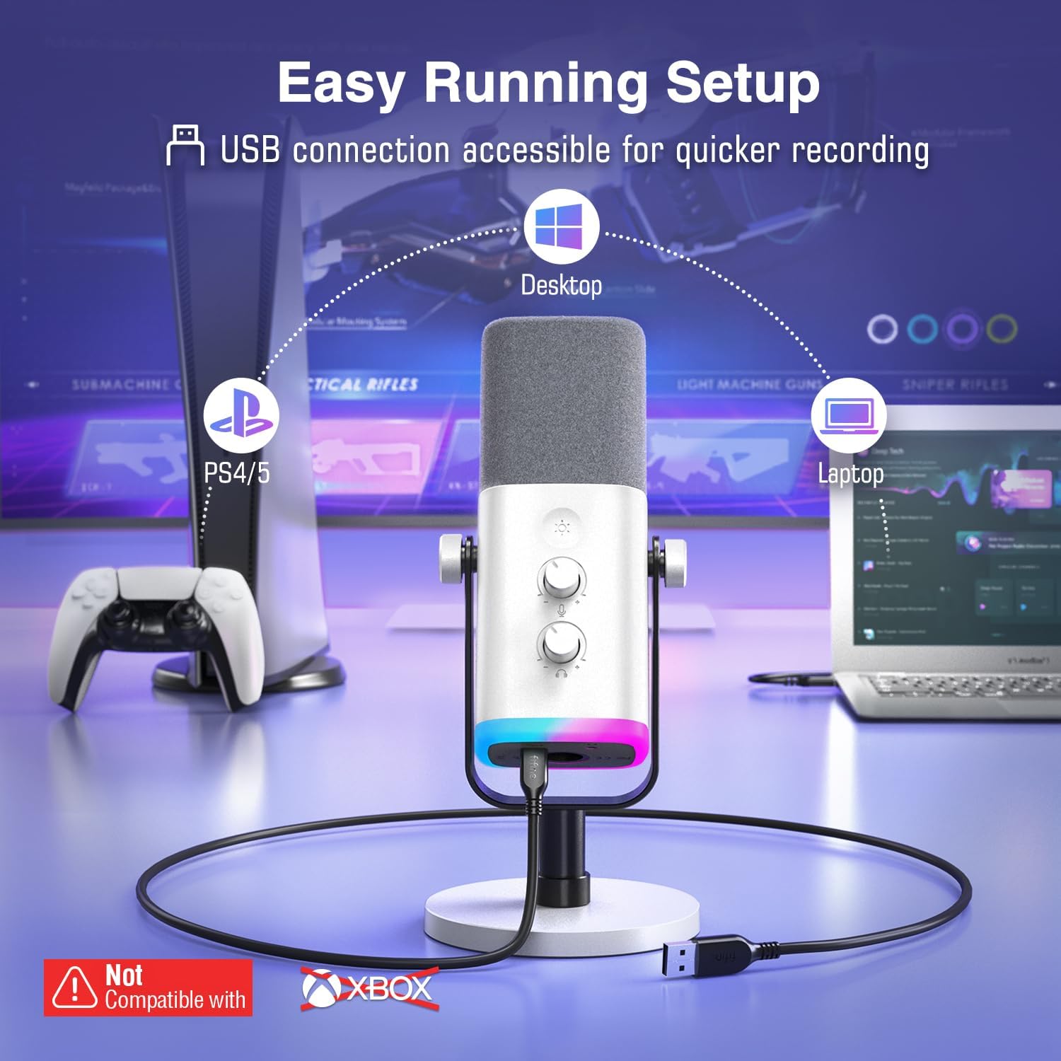 FIFINE XLR/USB Gaming Microphone for Streaming Podcasting