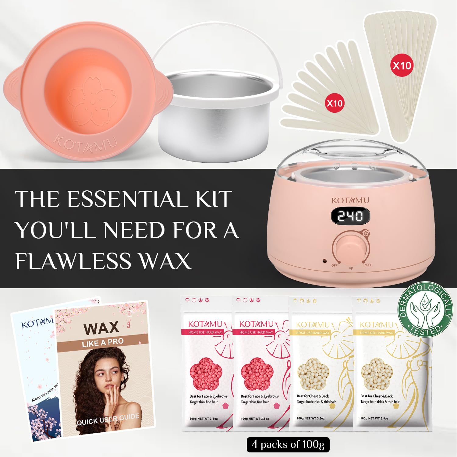 KOTAMU Wax Kit Pink Digital Hair Removal Waxing Kit
