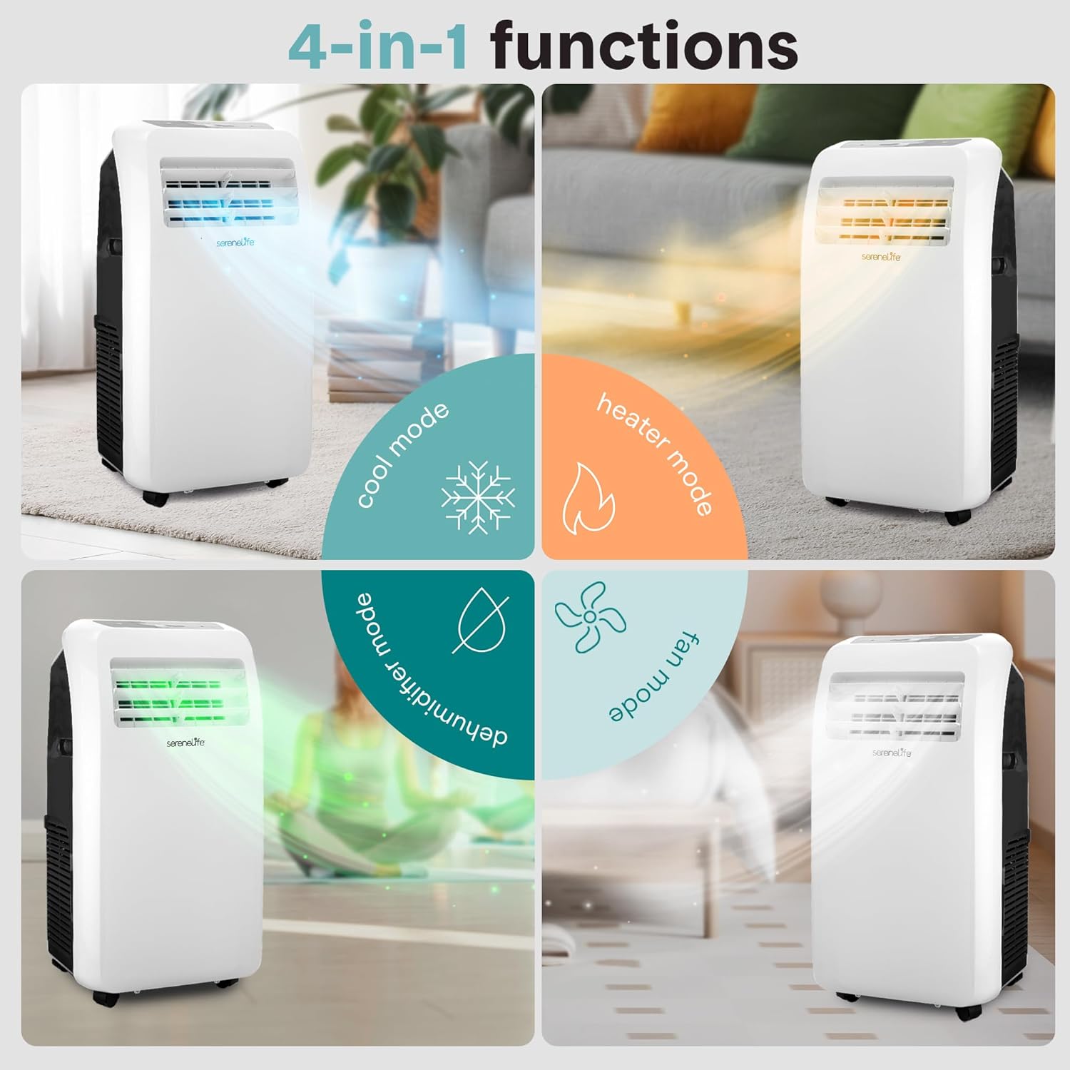 SereneLife Portable Air Conditioner With Heat & Built-in Dehumidifier