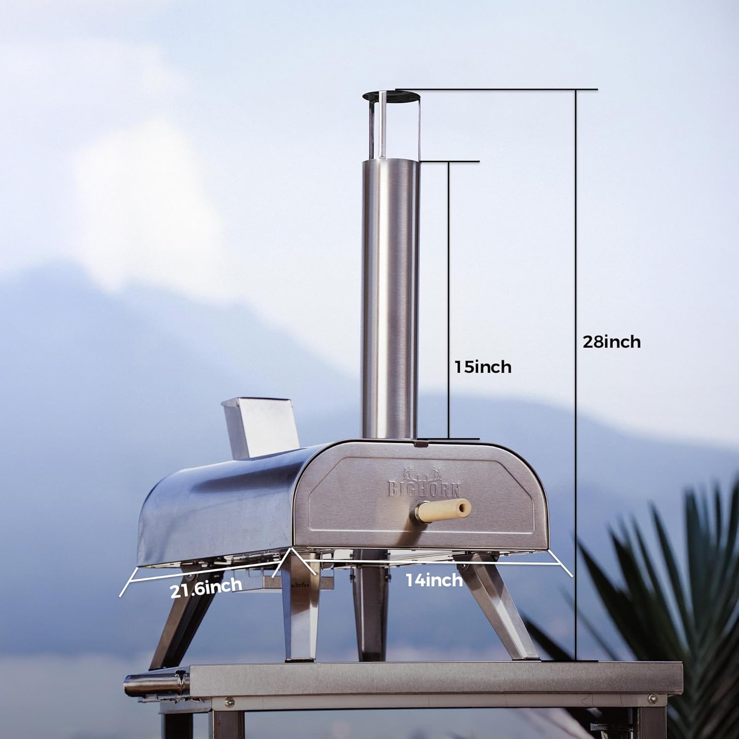 BIG HORN OUTDOORS Multi-Fuel Outdoor Pizza Oven – 3-in-1 Wood-Fired
