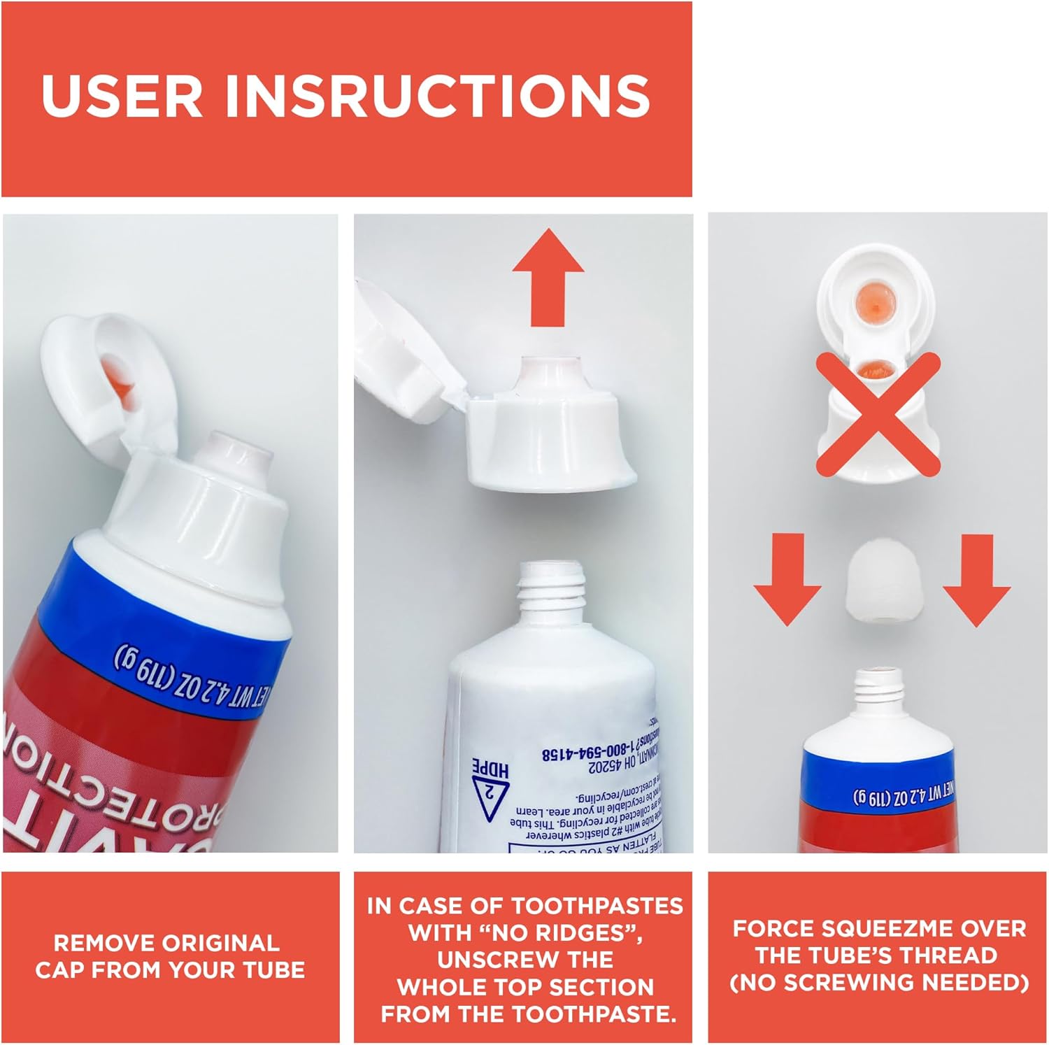 Chrome Cherry SqueezMe Self-Closing Toothpaste Caps