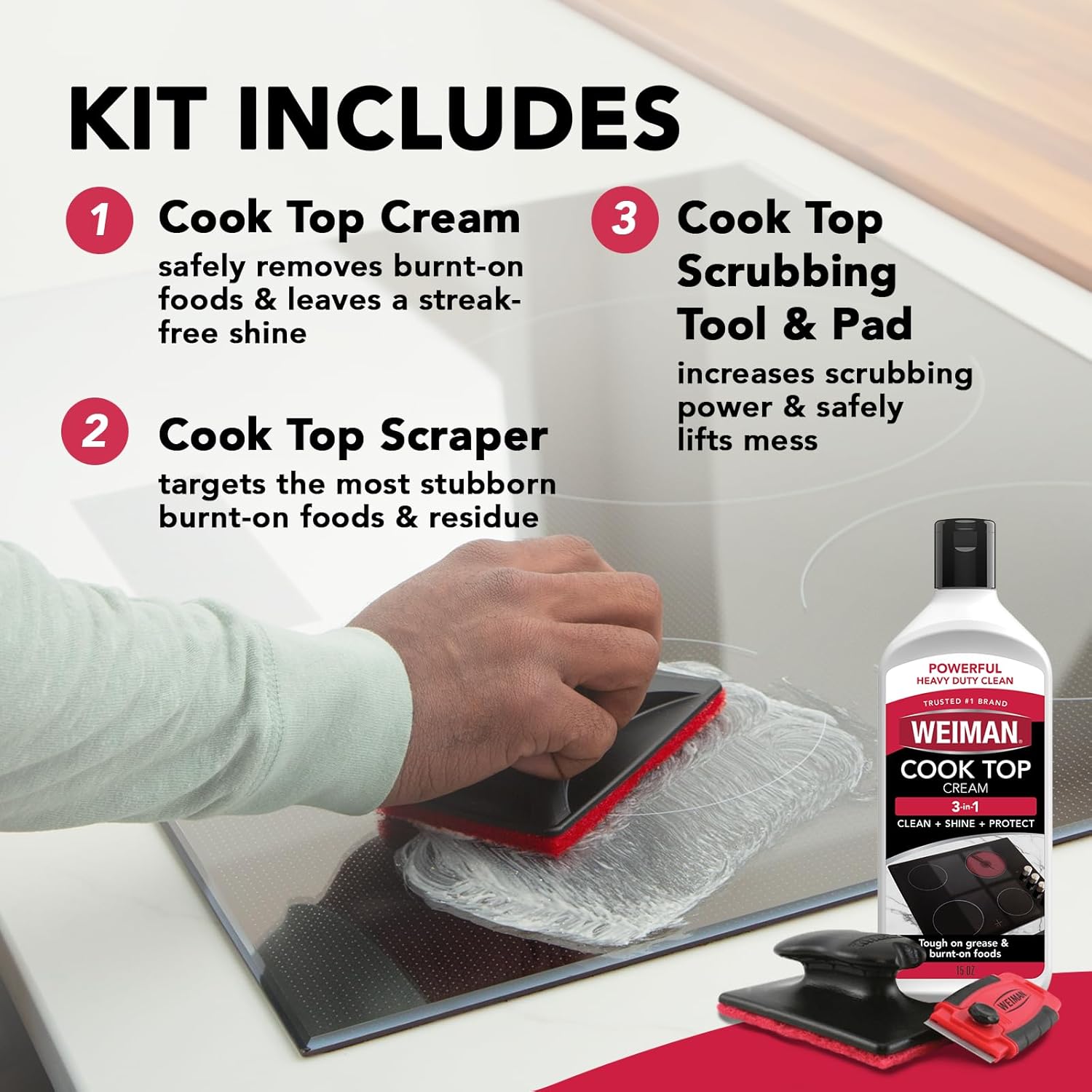 Weiman Glass Cooktop & Stove Top Cleaner Kit