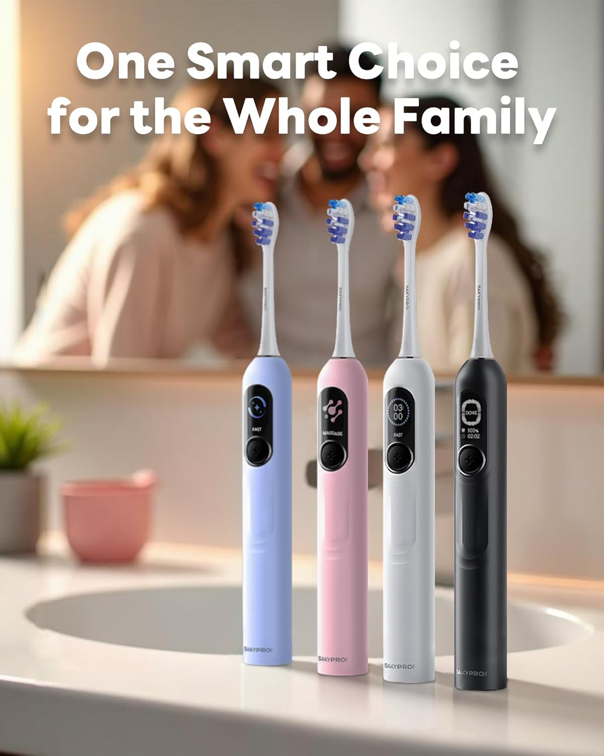 AI Electric Toothbrush w/ 6 Brush Heads By SAKYPRORAL