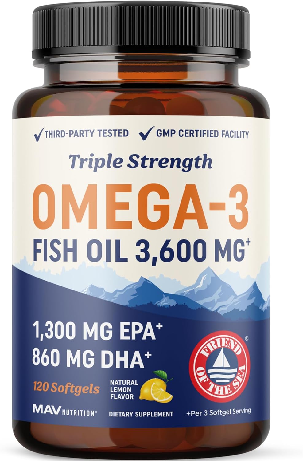 Triple Strength DHA Omega 3 Fish Oil 3600 mg