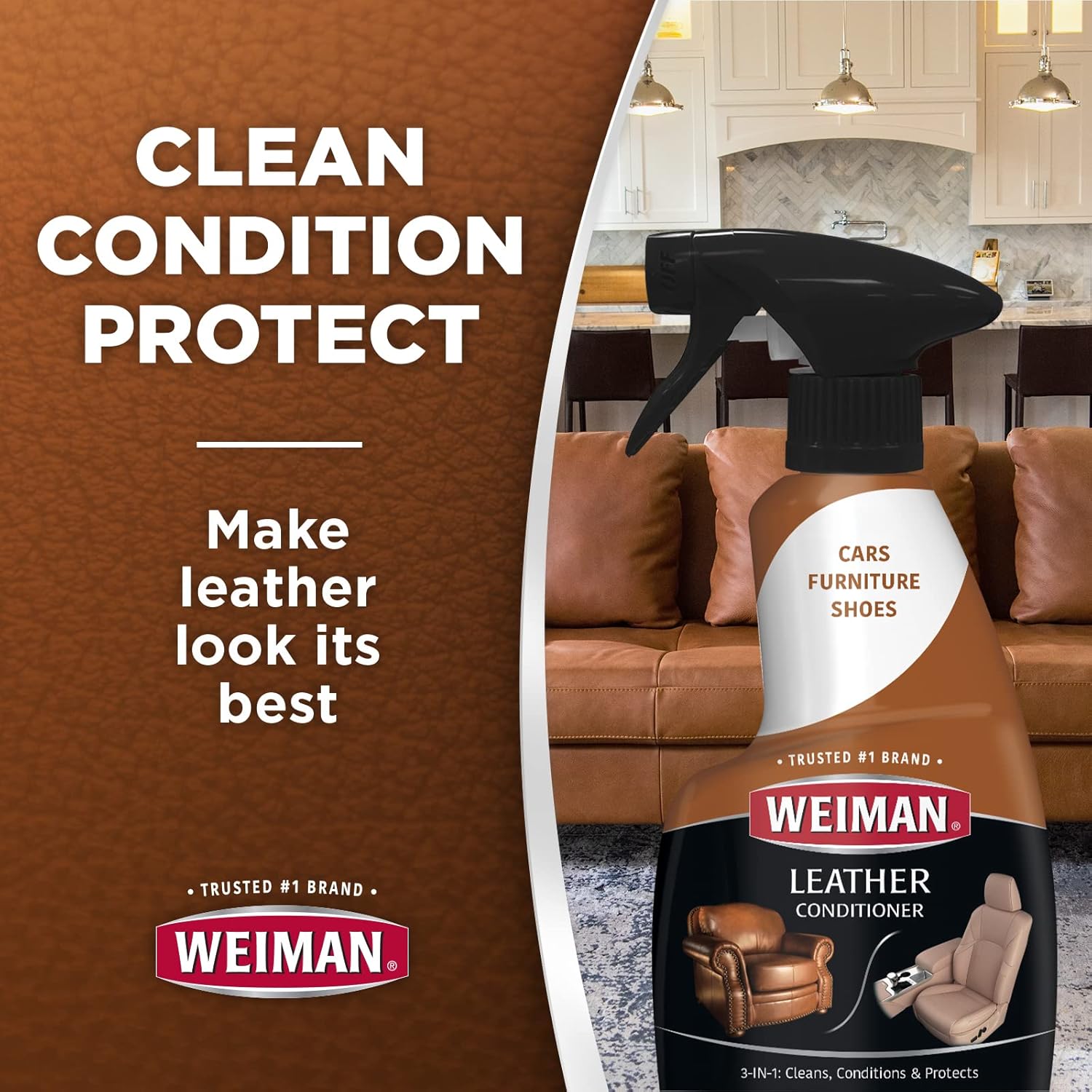 Weiman Leather Cleaner Conditioner & Protector for Couches