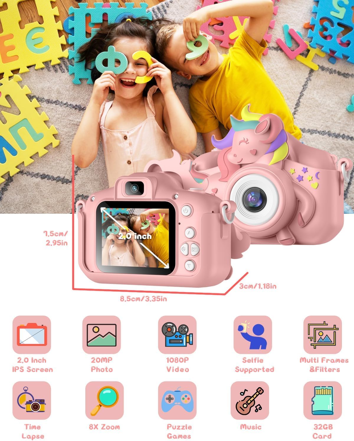 Kids Camera for 3-8 Years Old Toddlers