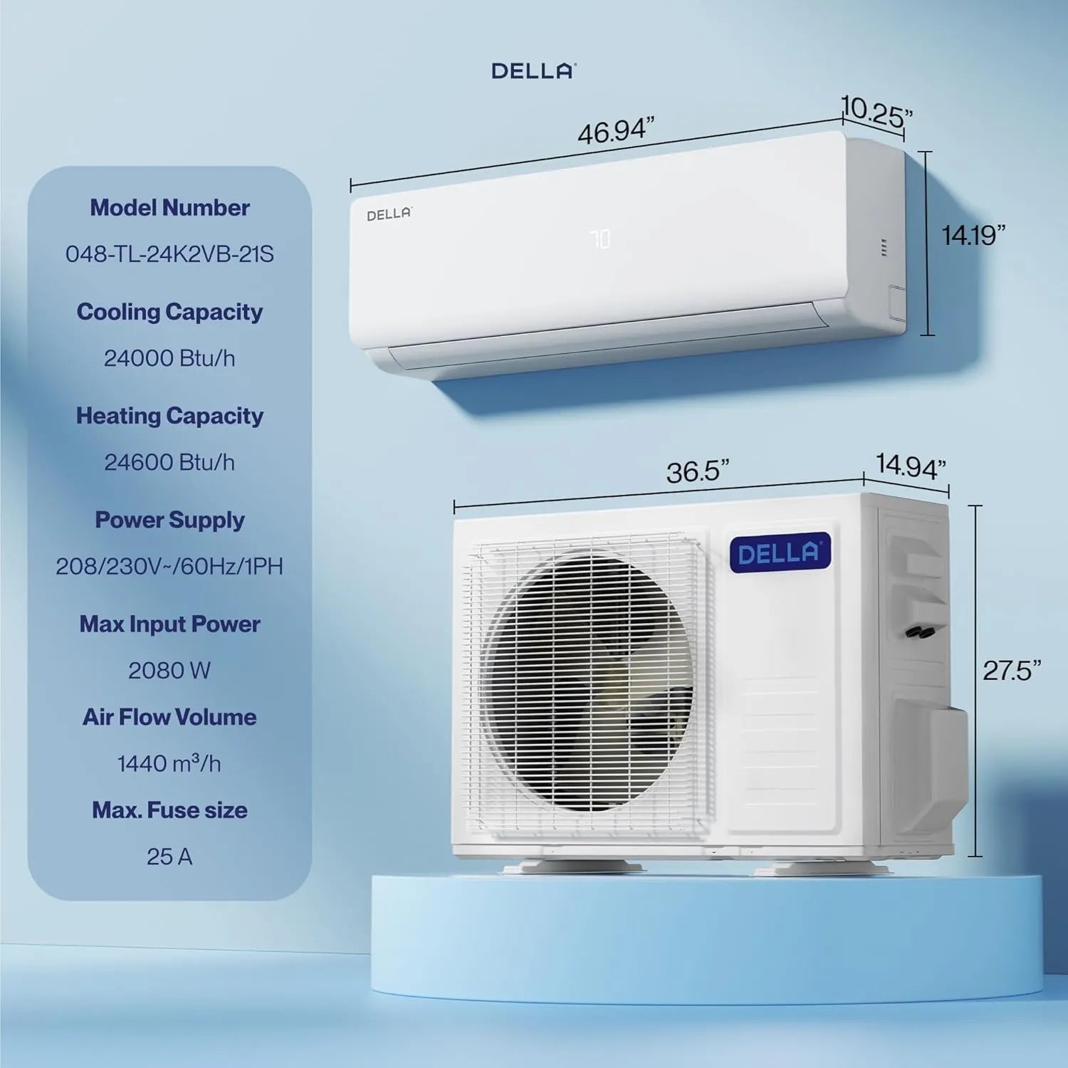 DELLA Vario Series 24000 BTU Mini Split AC