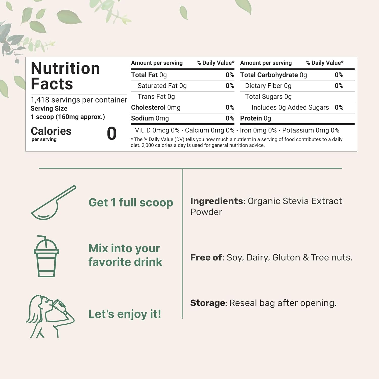 Pure Organic Stevia Powder