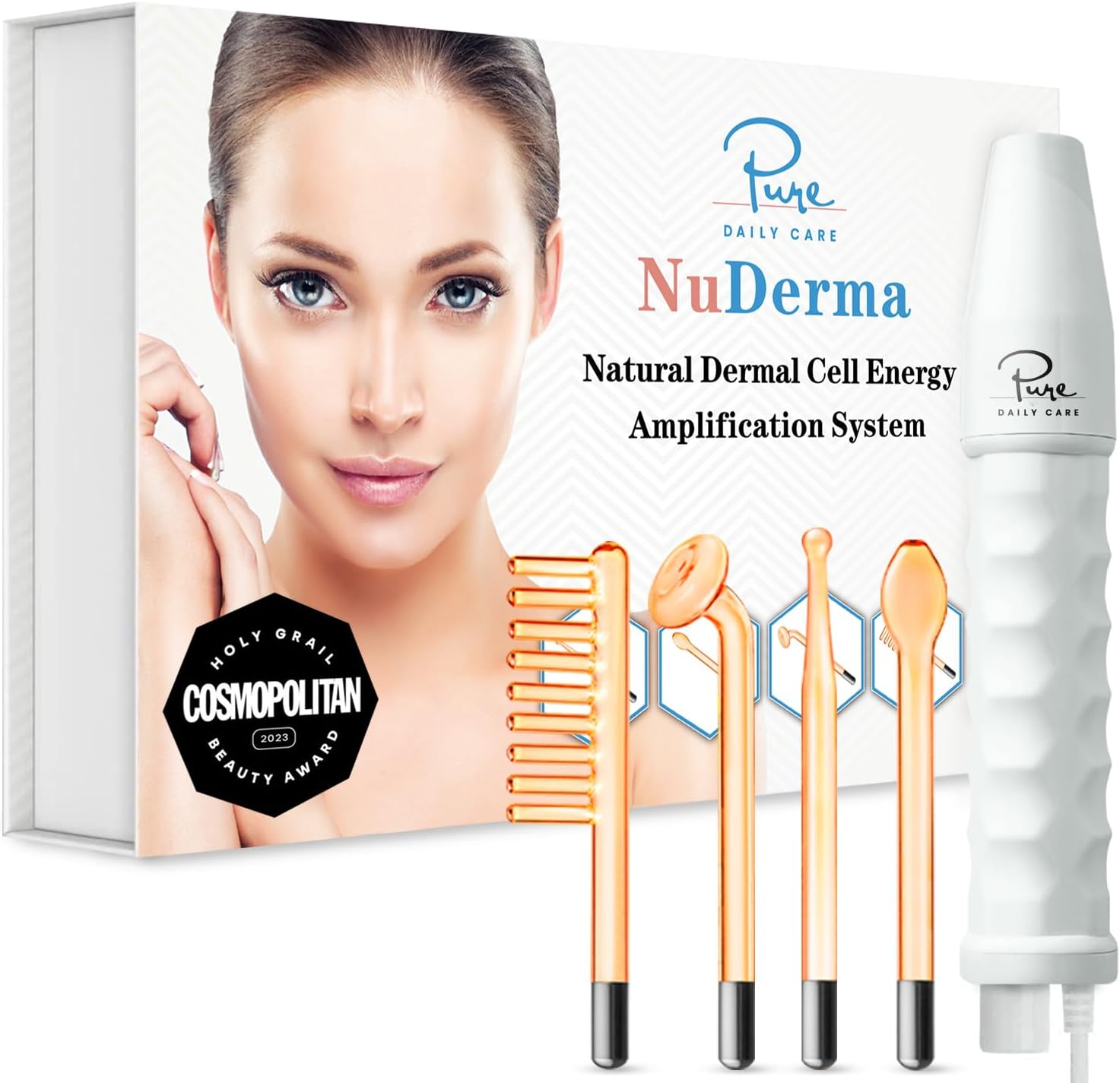 Pure Daily Care NuDerma Handheld Skin Therapy Wand Machine w/Neon