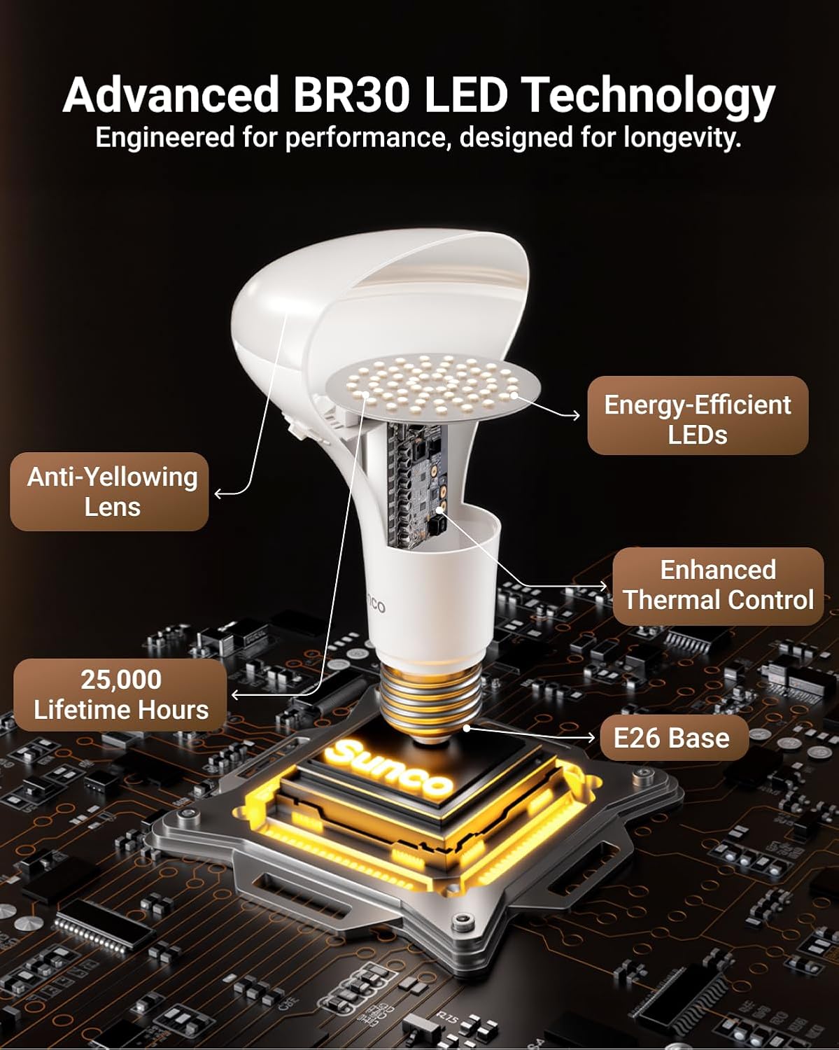 Sunco 12 Pack BR30 Light Bulbs LED