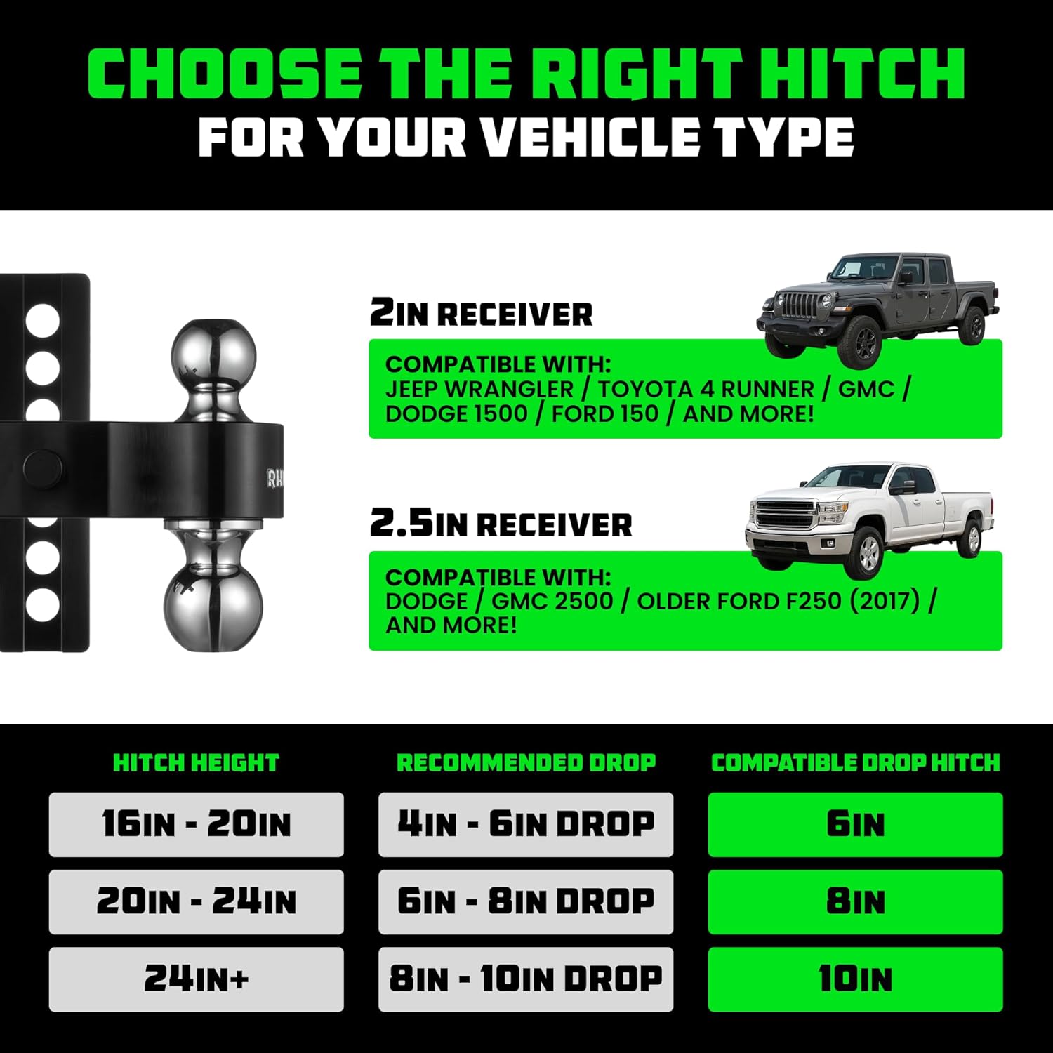 Rhino USA Adjustable Trailer Hitch