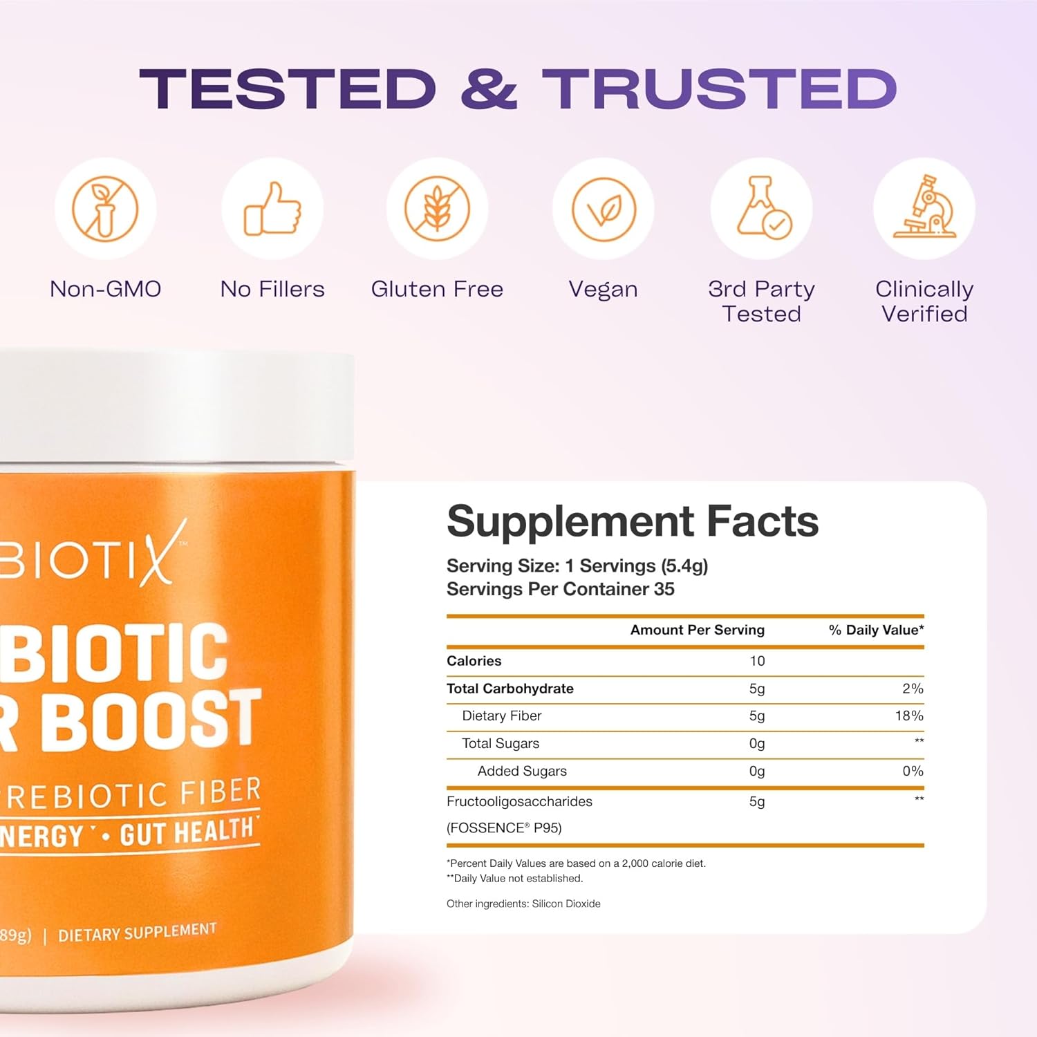 GOBIOTIX Fiber Supplement Powder with Prebiotics for Digestive Health