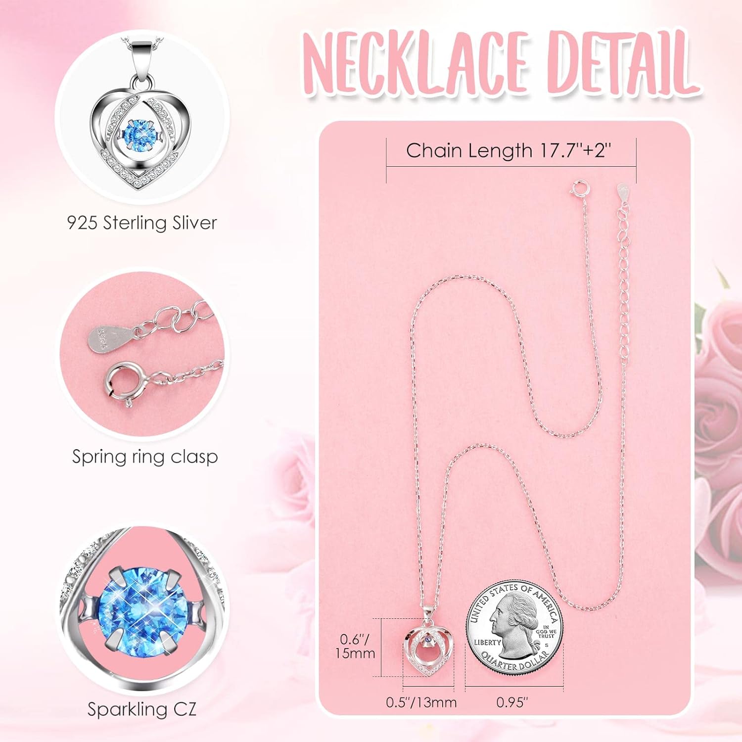 ADDWel Preserved Real Red Rose with Sterling Silver Necklace Gift Set