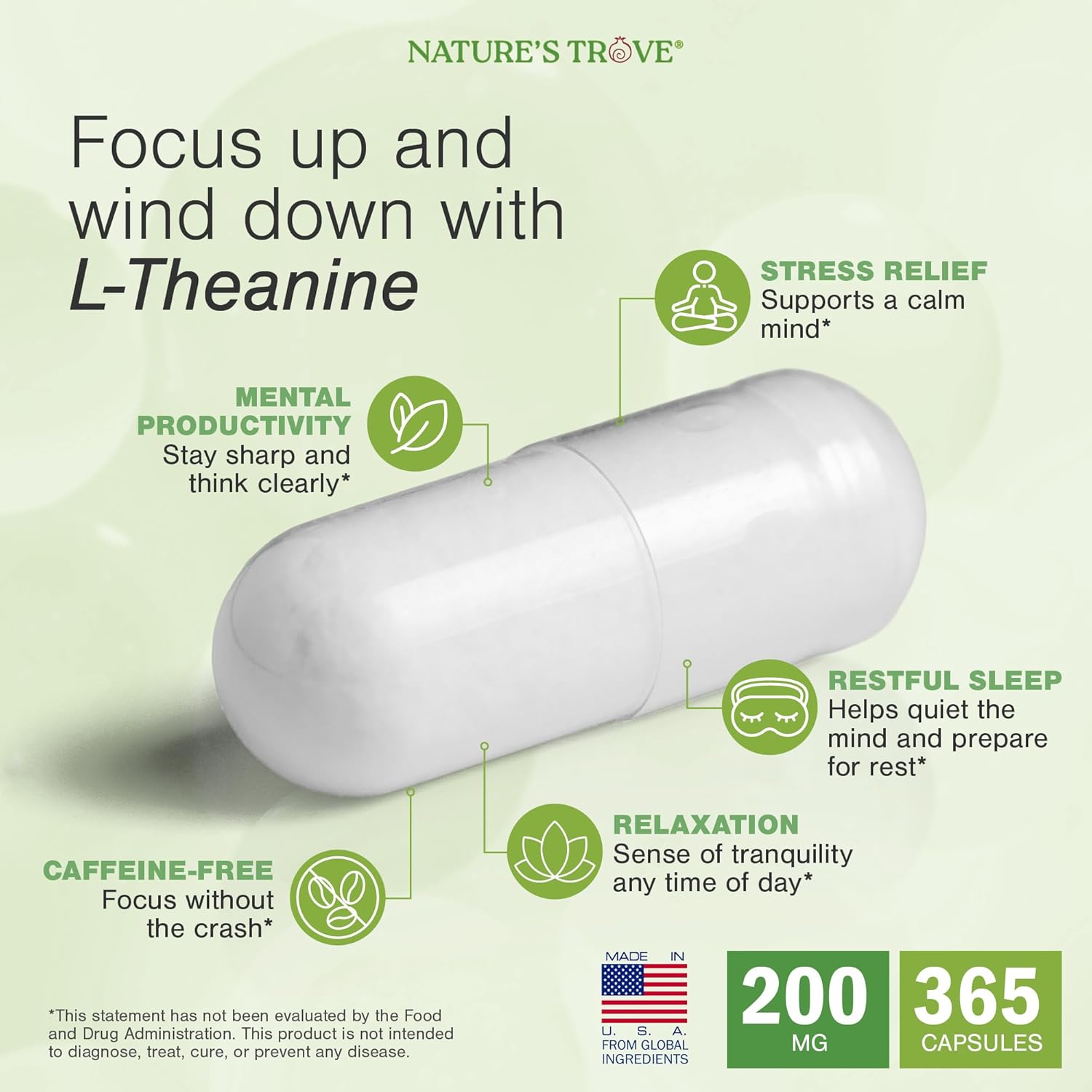 Nature's Trove L-Theanine 200mg Super Value Size