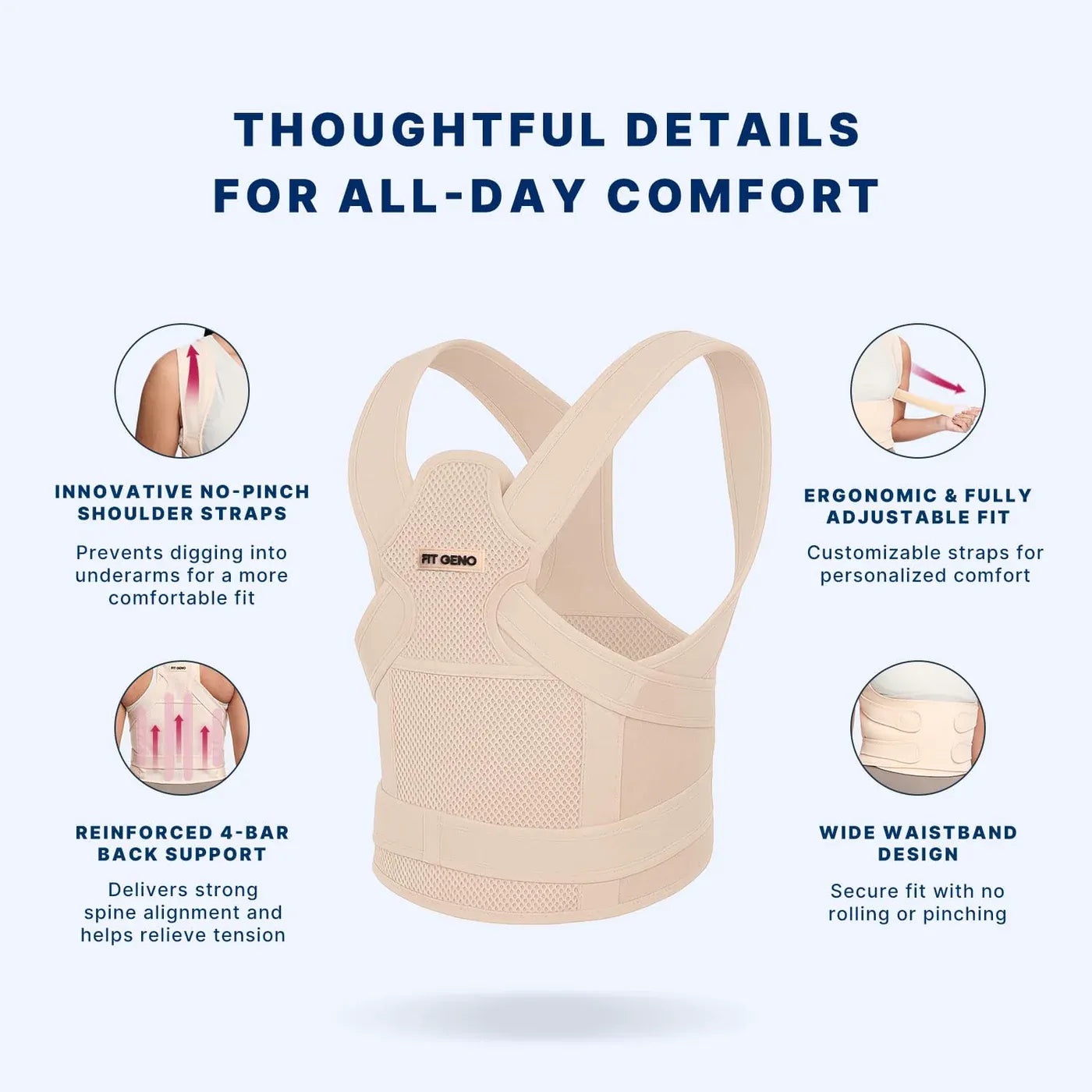 Fit Geno Back Brace Posture Corrector for Men & Women
