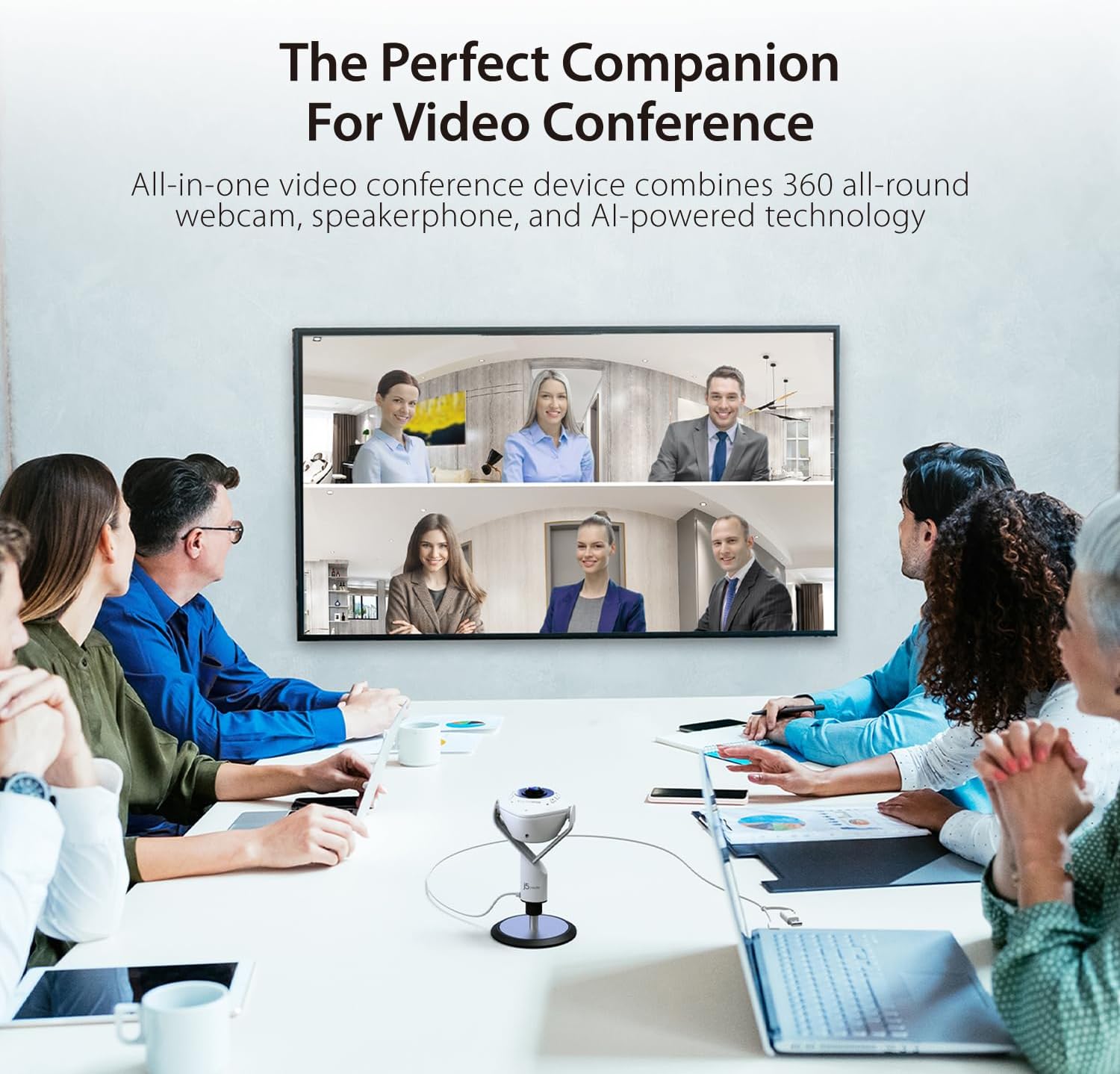 j5create 360 All Around AI-Powered Conference Room Camera with Speakerphone