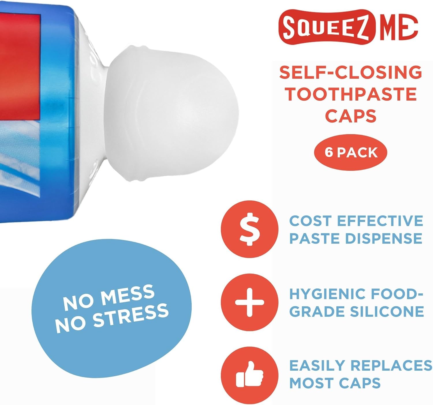 Chrome Cherry SqueezMe Self-Closing Toothpaste Caps