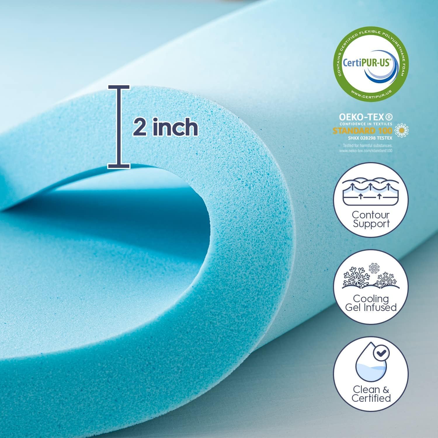 ELEMUSE 3 Inch Cooling Memory Foam Mattress Topper Twin