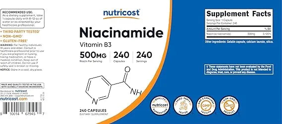 Nutricost Niacinamide (Vitamin B3) 500mg