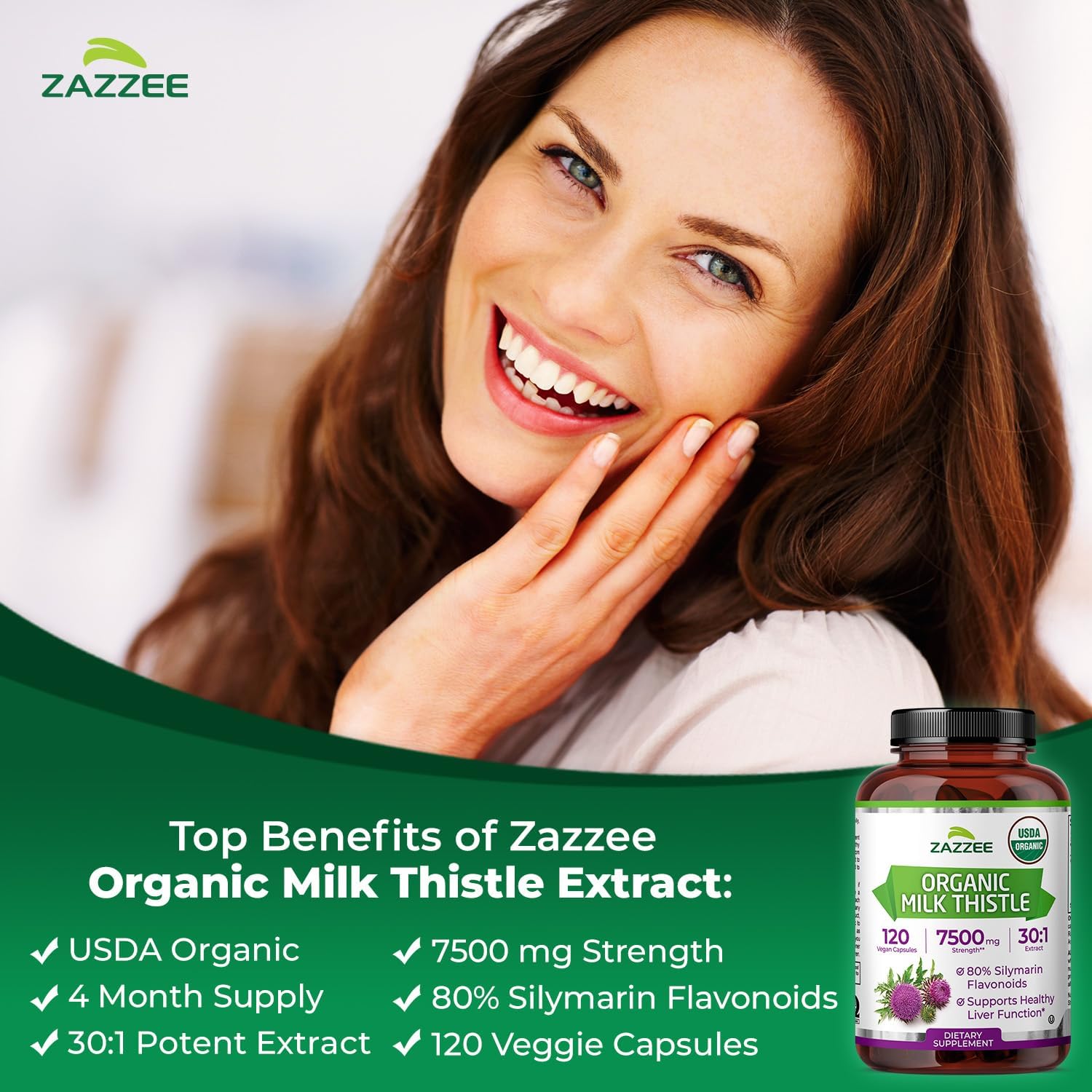Zazzee USDA Organic Milk Thistle 30:1 Extract