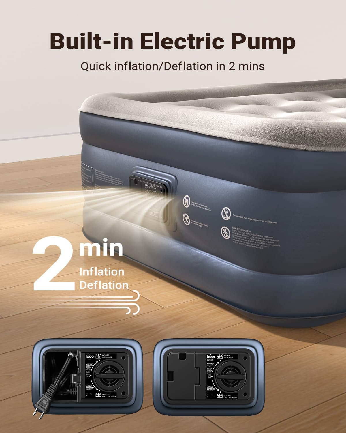 iDOO Twin Air Mattress with Built in Pump