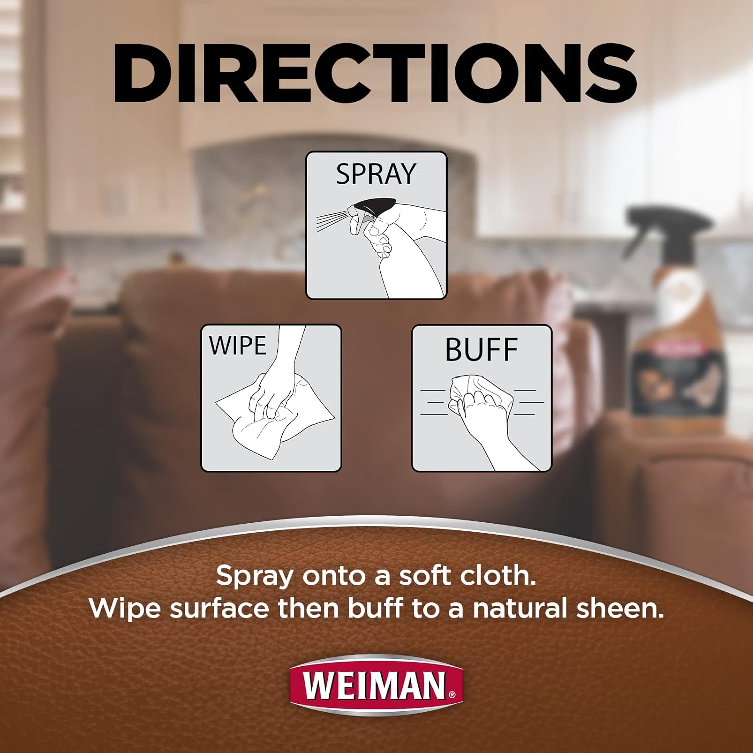 Weiman Leather Cleaner Conditioner & Protector for Couches
