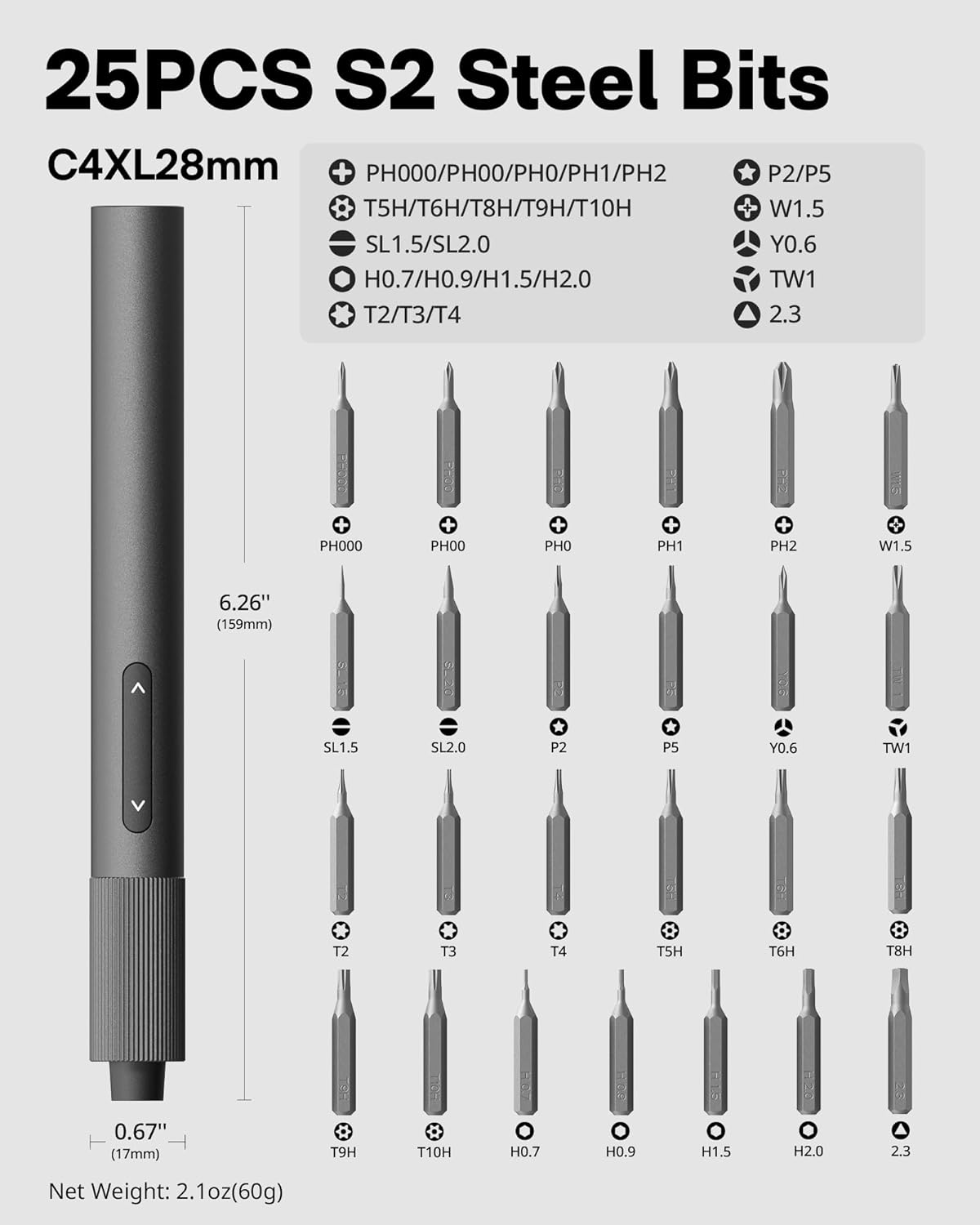 HOTO 25-in-1 Mini Electric Screwdriver