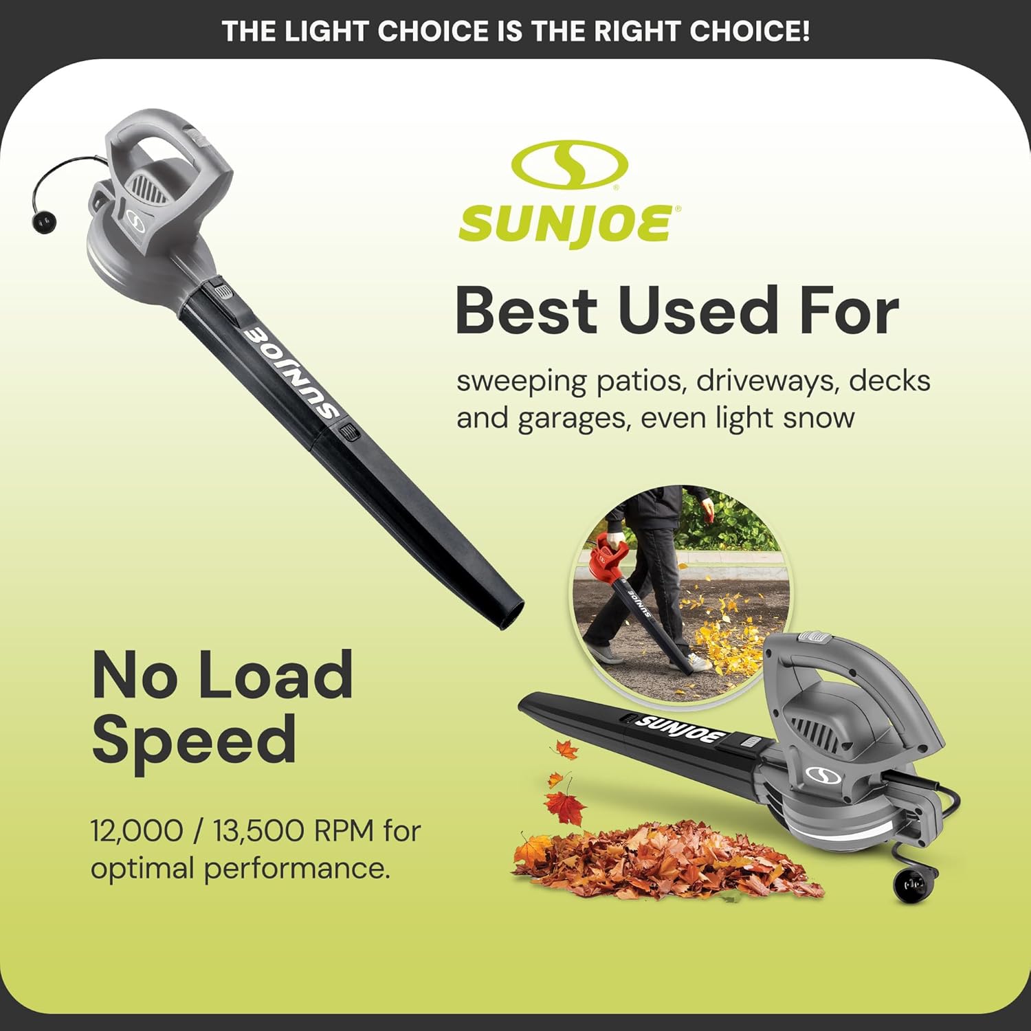 Sun Joe Corded Electric Leaf Blower Machine